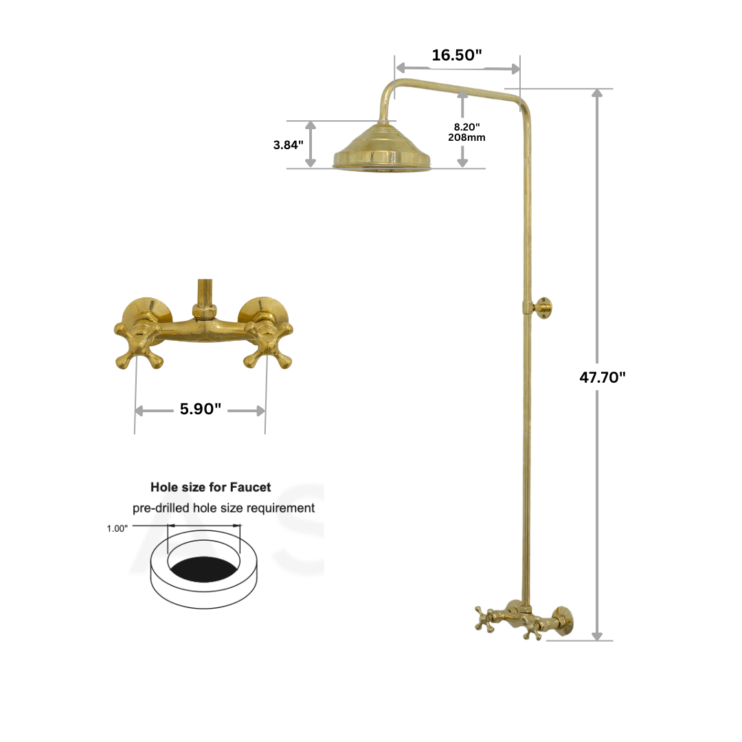 Antique Brass Shower Fixtures – Brass Shower System alternate view 6