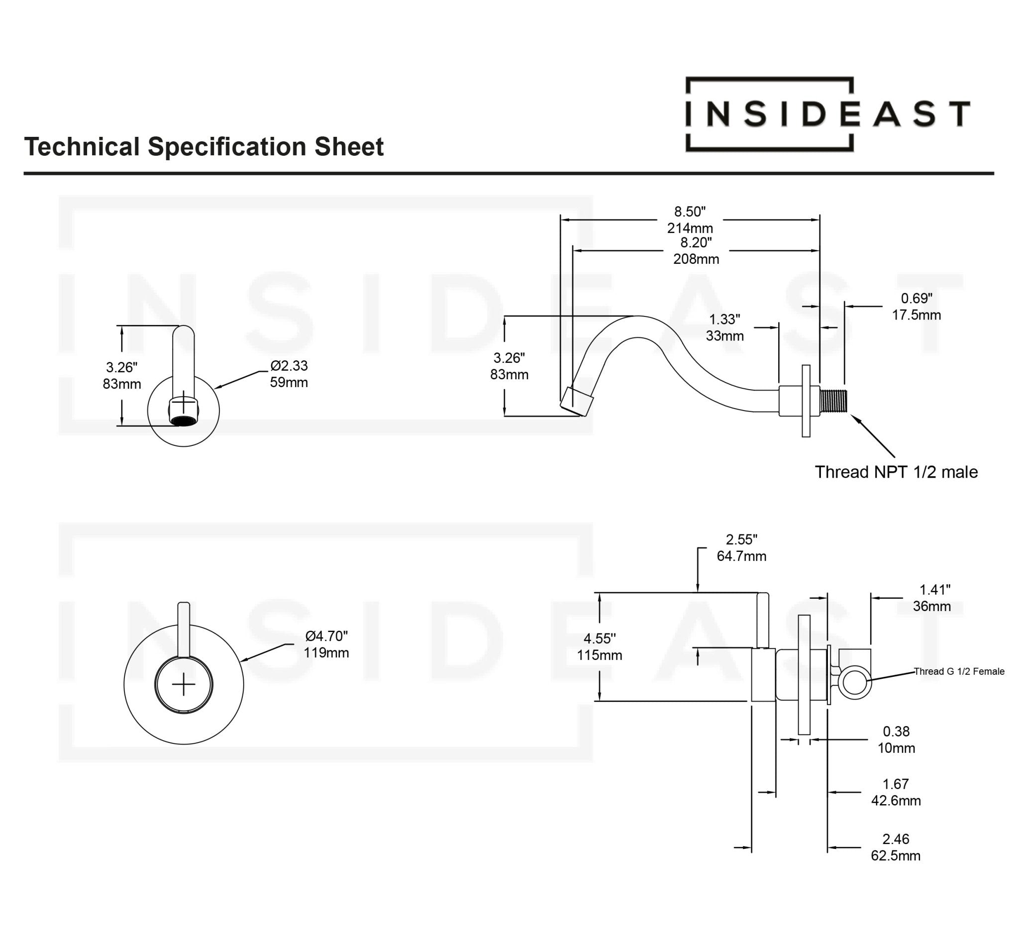 Antique Brass Tub Filler, Wall Mount Solid Brass Tub Faucet alternate view 7