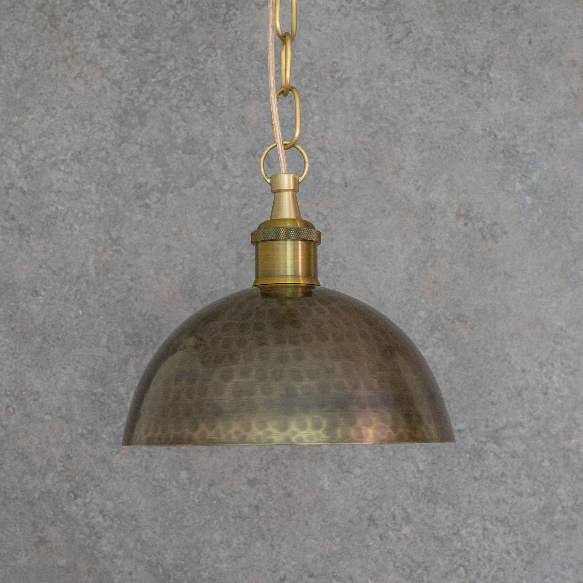 Antique Bronze Hammered Dome Pendant Light - Artisan Patina Finish alternate view 3