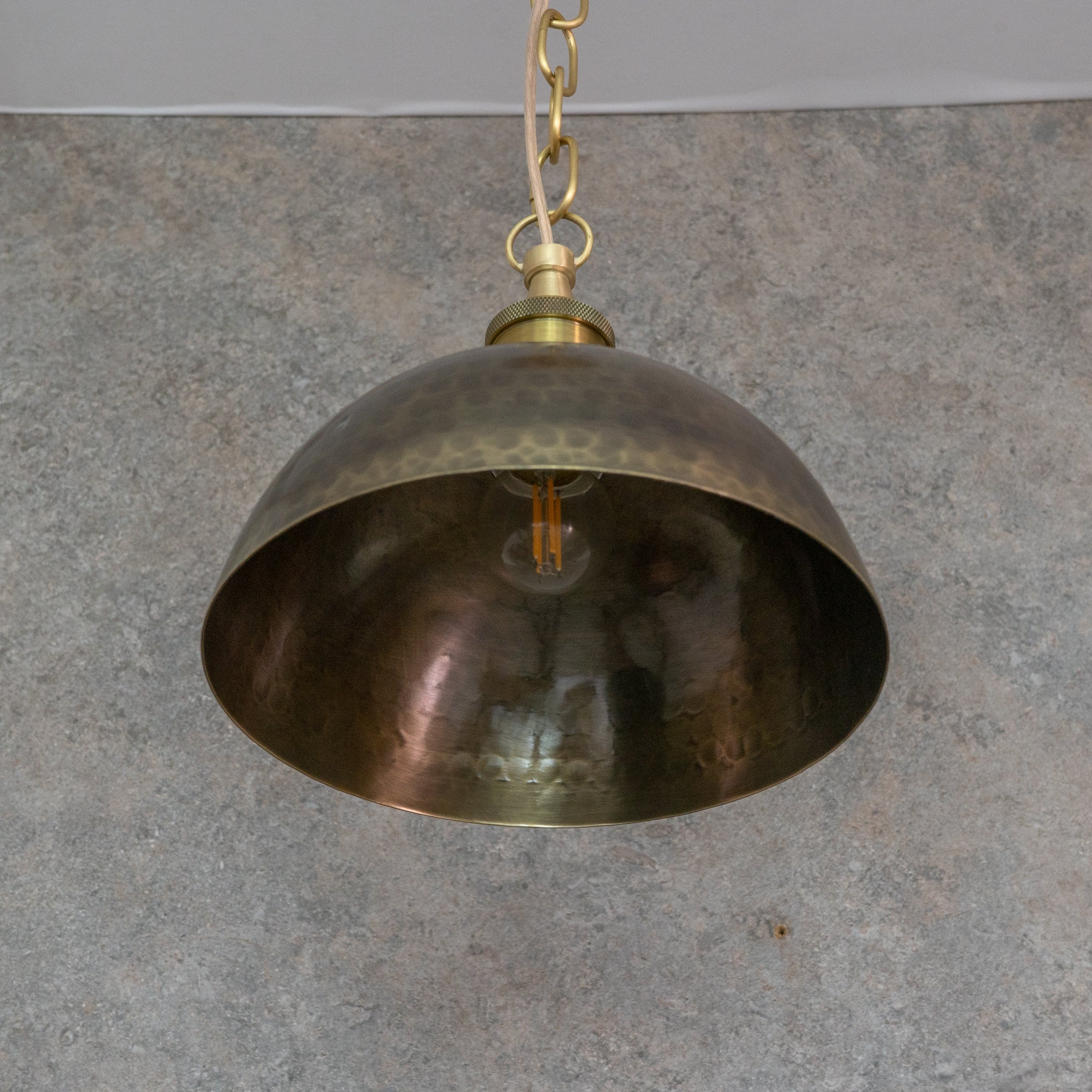 Antique Bronze Hammered Dome Pendant Light - Artisan Patina Finish alternate view 8