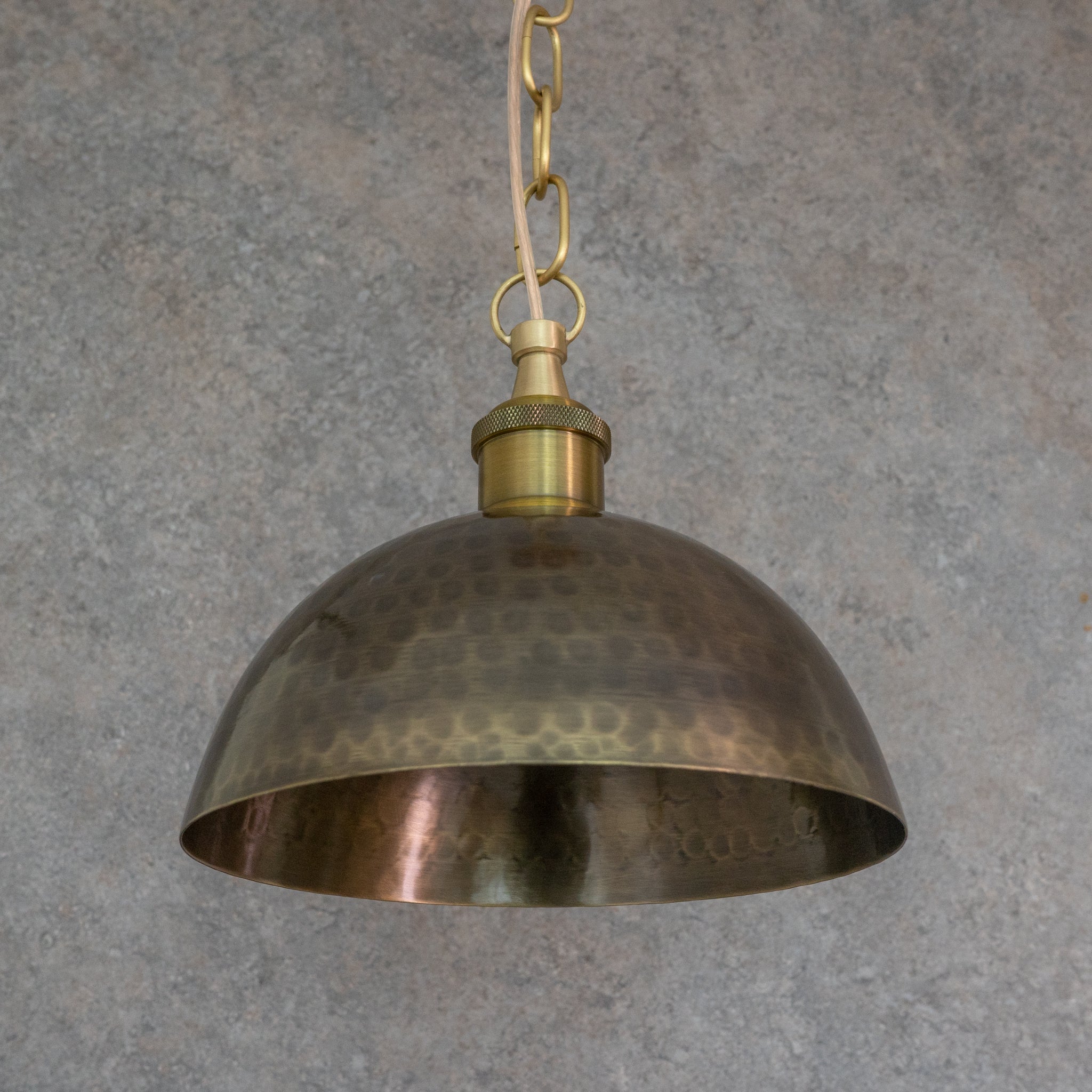 Antique Bronze Hammered Dome Pendant Light - Artisan Patina Finish alternate view 7