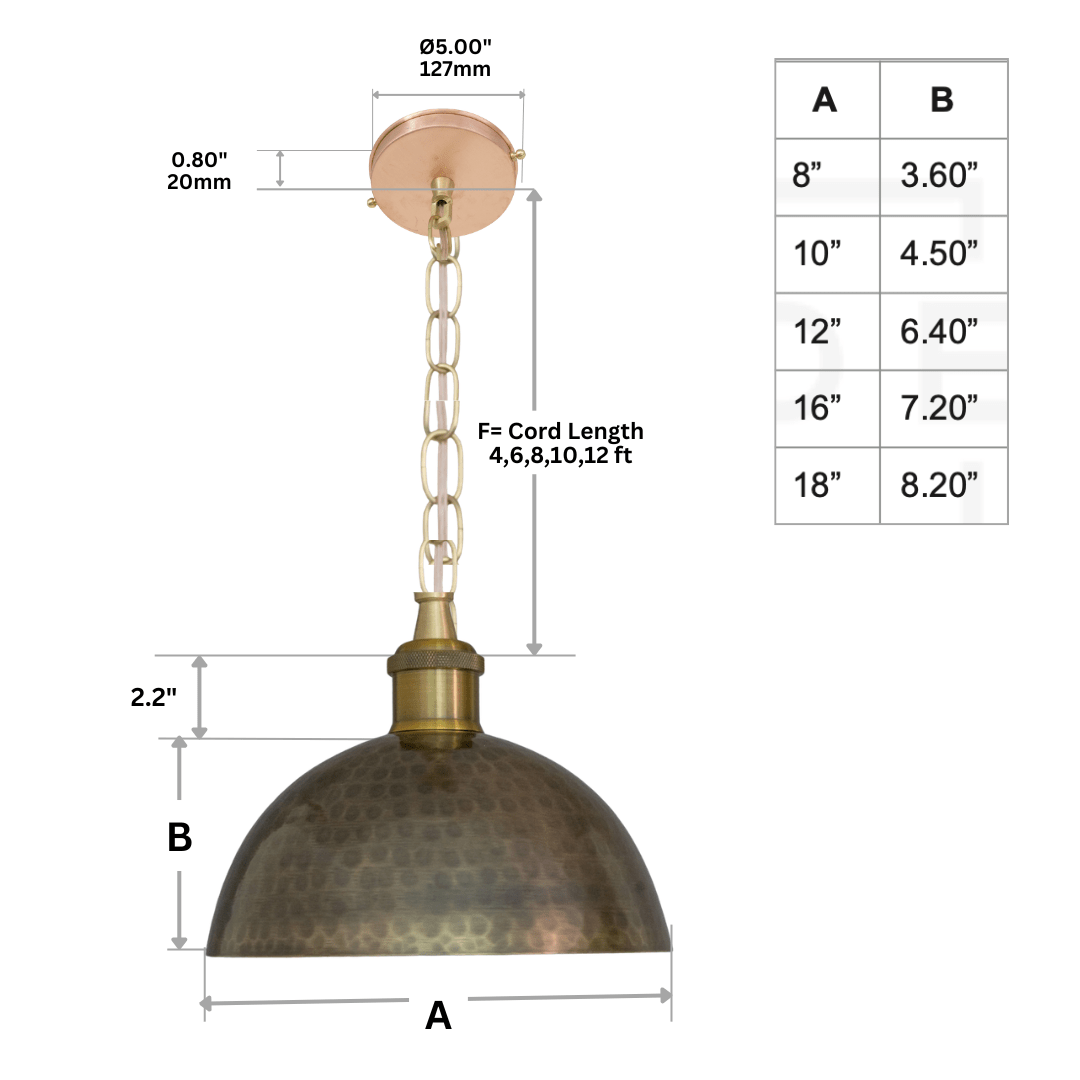 Antique Bronze Hammered Dome Pendant Light - Artisan Patina Finish alternate view 10