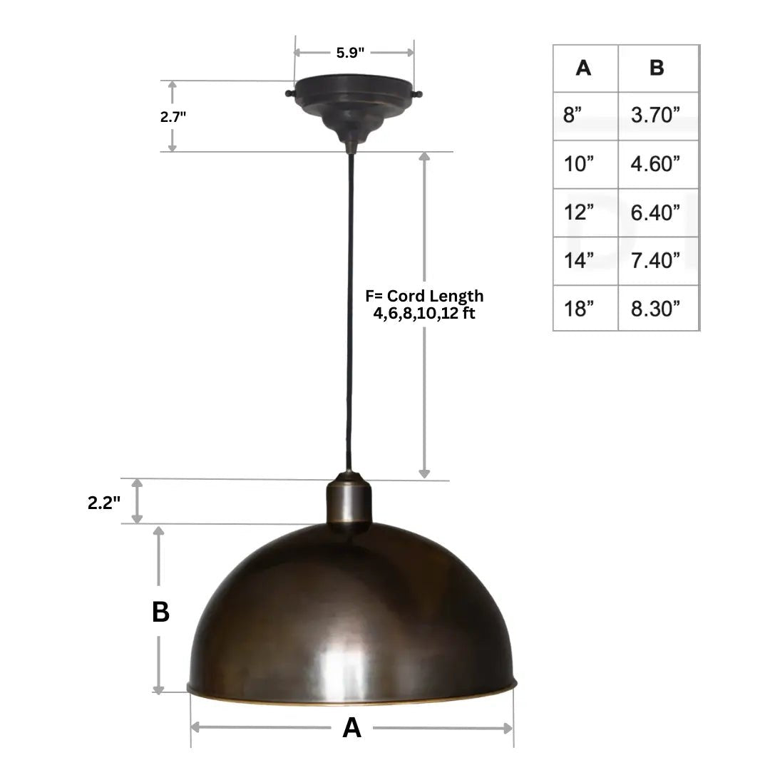 Antique Bronze Pendant Light, Bronze Dome Pendant, Antique Ceiling Lampshade alternate view 14