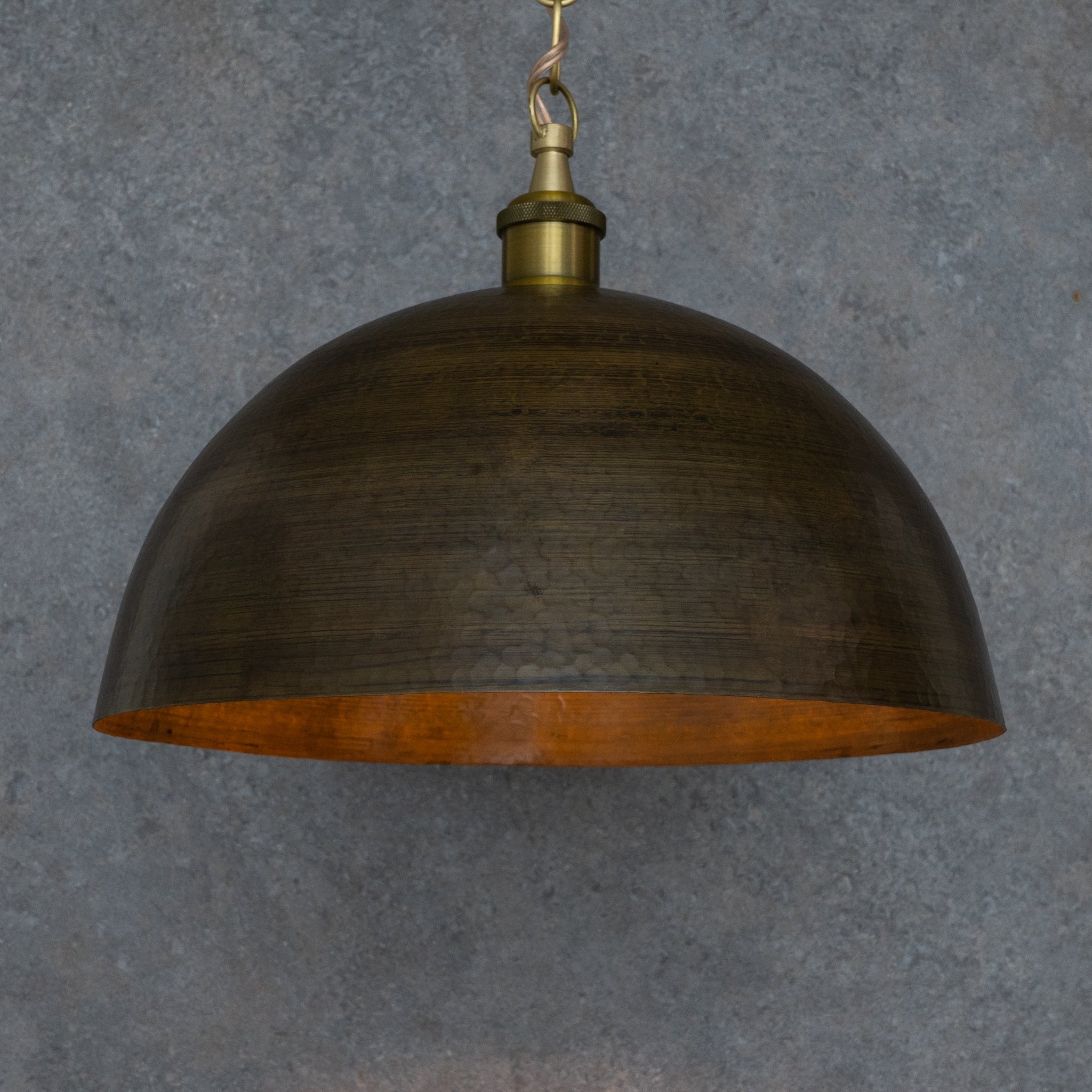 Antique Bronze Soft-Hammered Dome Pendant Light | Dark Oil-Rubbed Finish alternate view 4