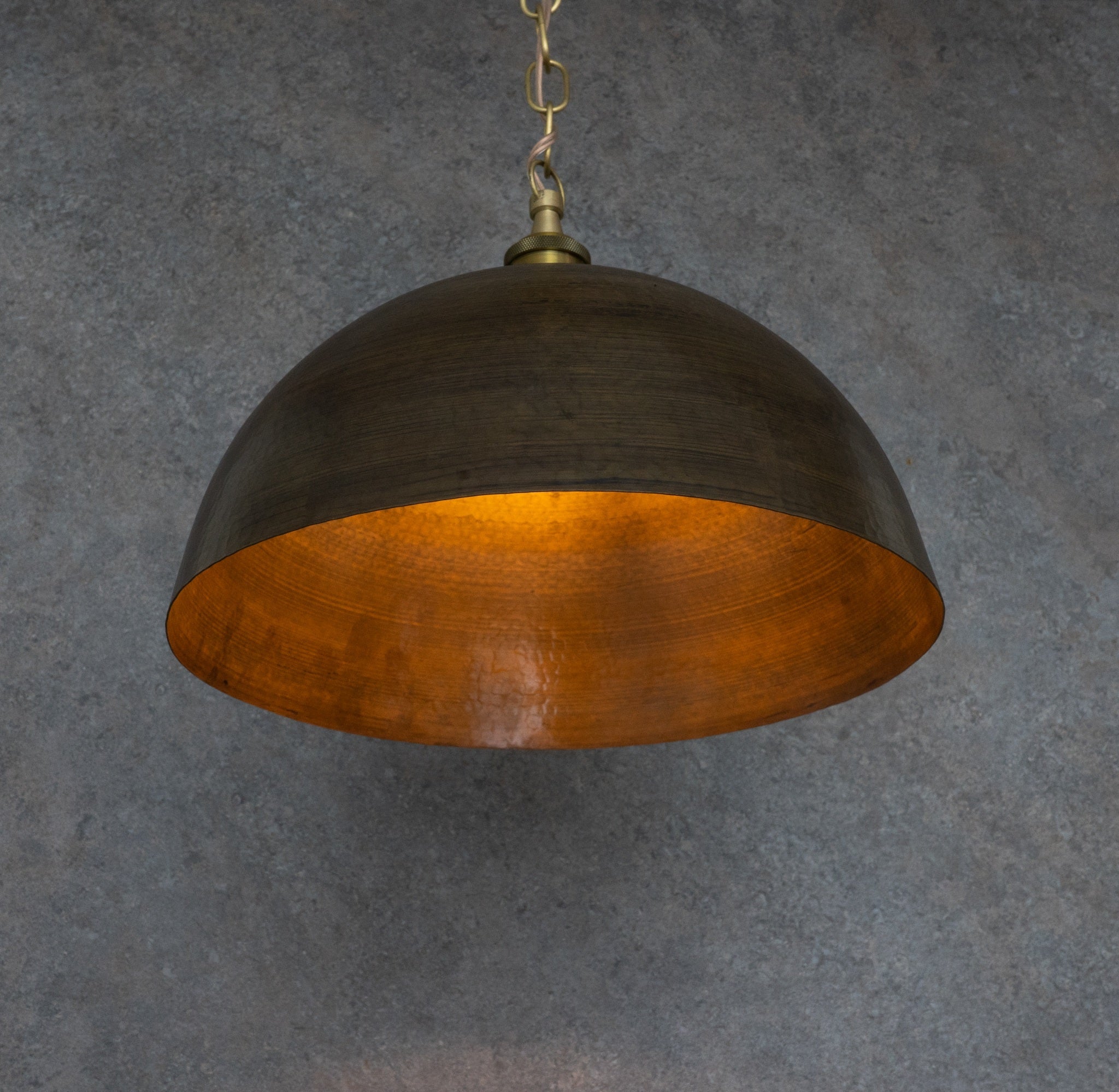 Antique Bronze Soft-Hammered Dome Pendant Light | Dark Oil-Rubbed Finish alternate view 5