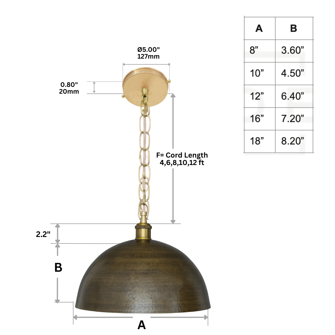 Antique Bronze Soft-Hammered Dome Pendant Light | Dark Oil-Rubbed Finish alternate view 9