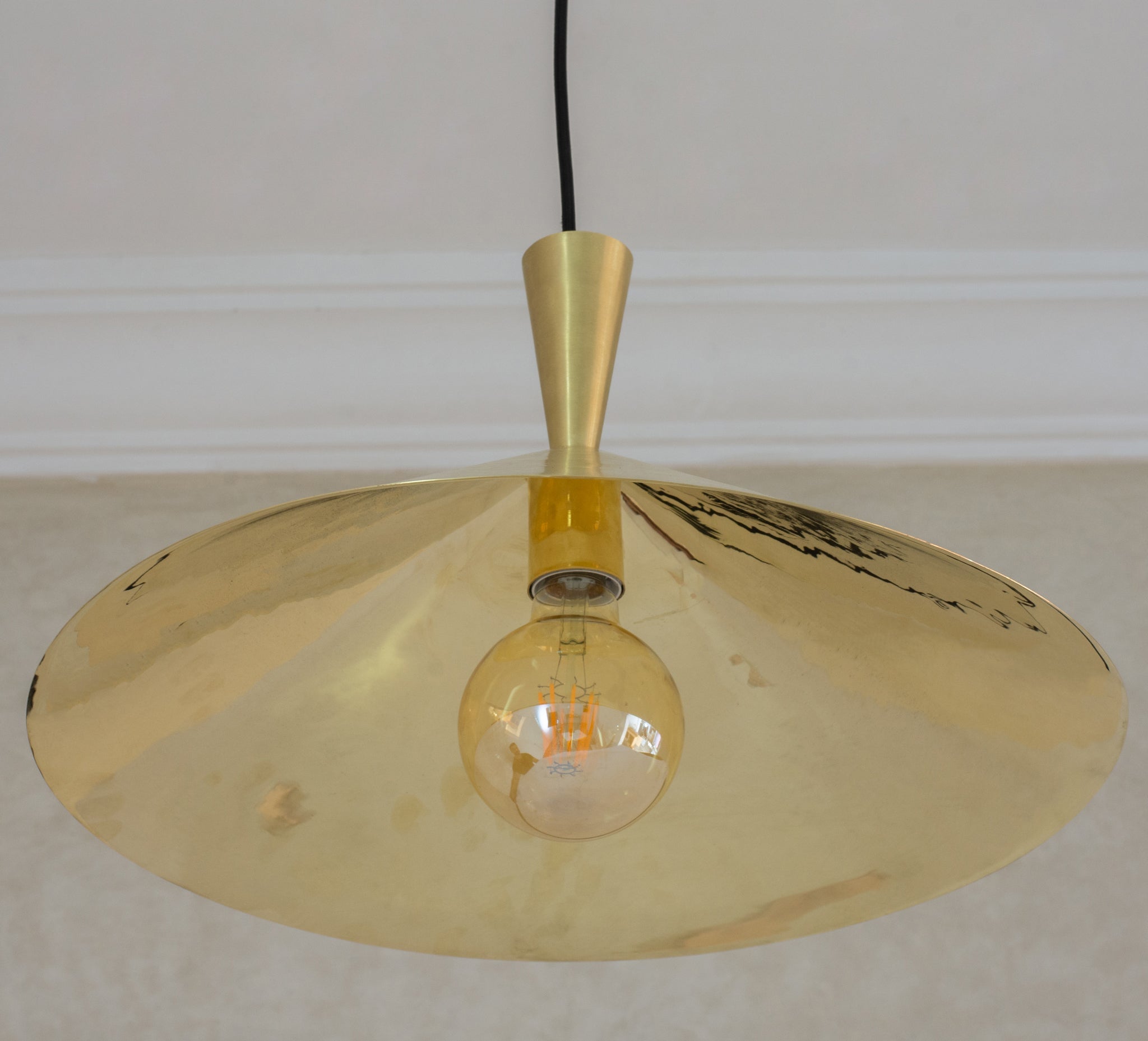 Brass Cone Pendant Light, Kitchen Island Ceiling Light Fixture, Modern Hanging Shade For Kitchen & Living Room, Cone Shade Light alternate view 3