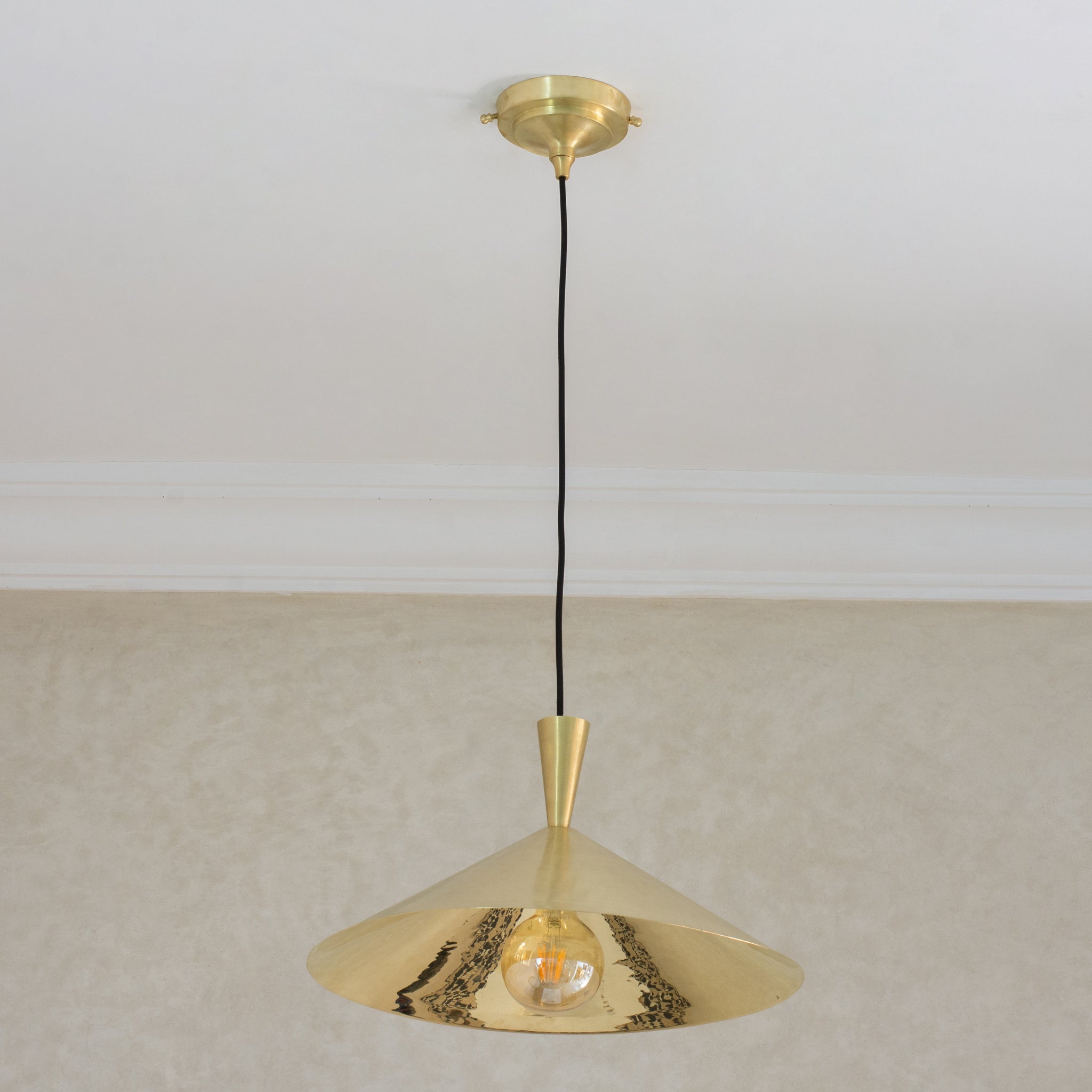 Brass Cone Pendant Light, Kitchen Island Ceiling Light Fixture, Modern Hanging Shade For Kitchen & Living Room, Cone Shade Light alternate view 2