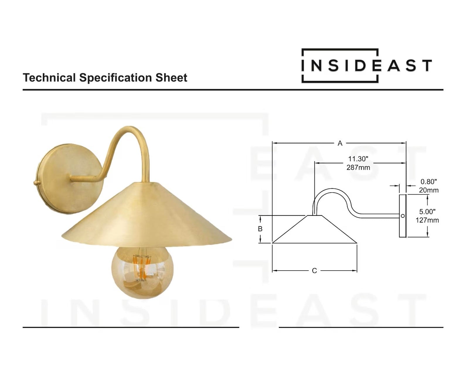 Brass Gooseneck Sconce Light | Cone Shade Wall Lamp alternate view 8