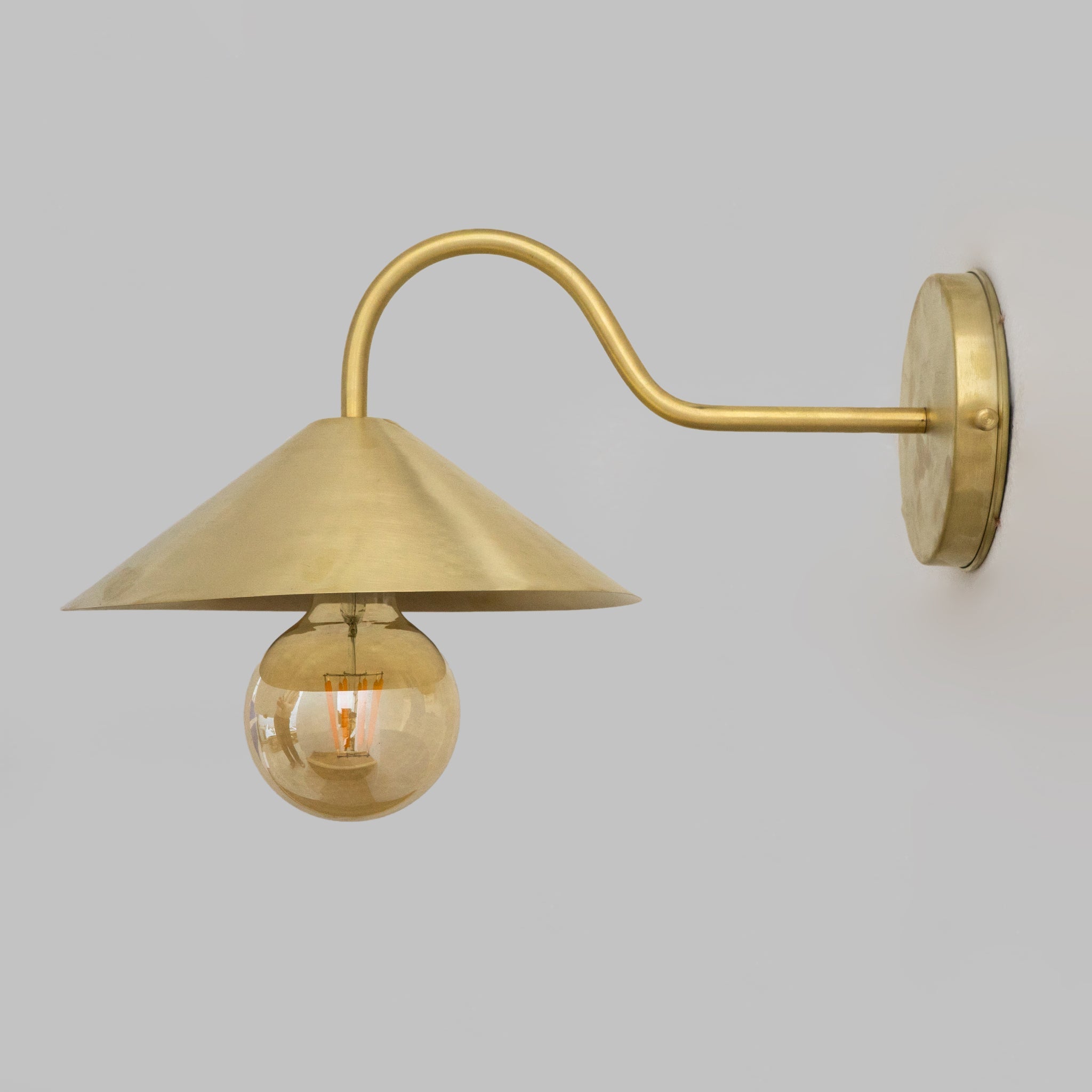 Brass Gooseneck Sconce Light | Cone Shade Wall Lamp alternate view 3