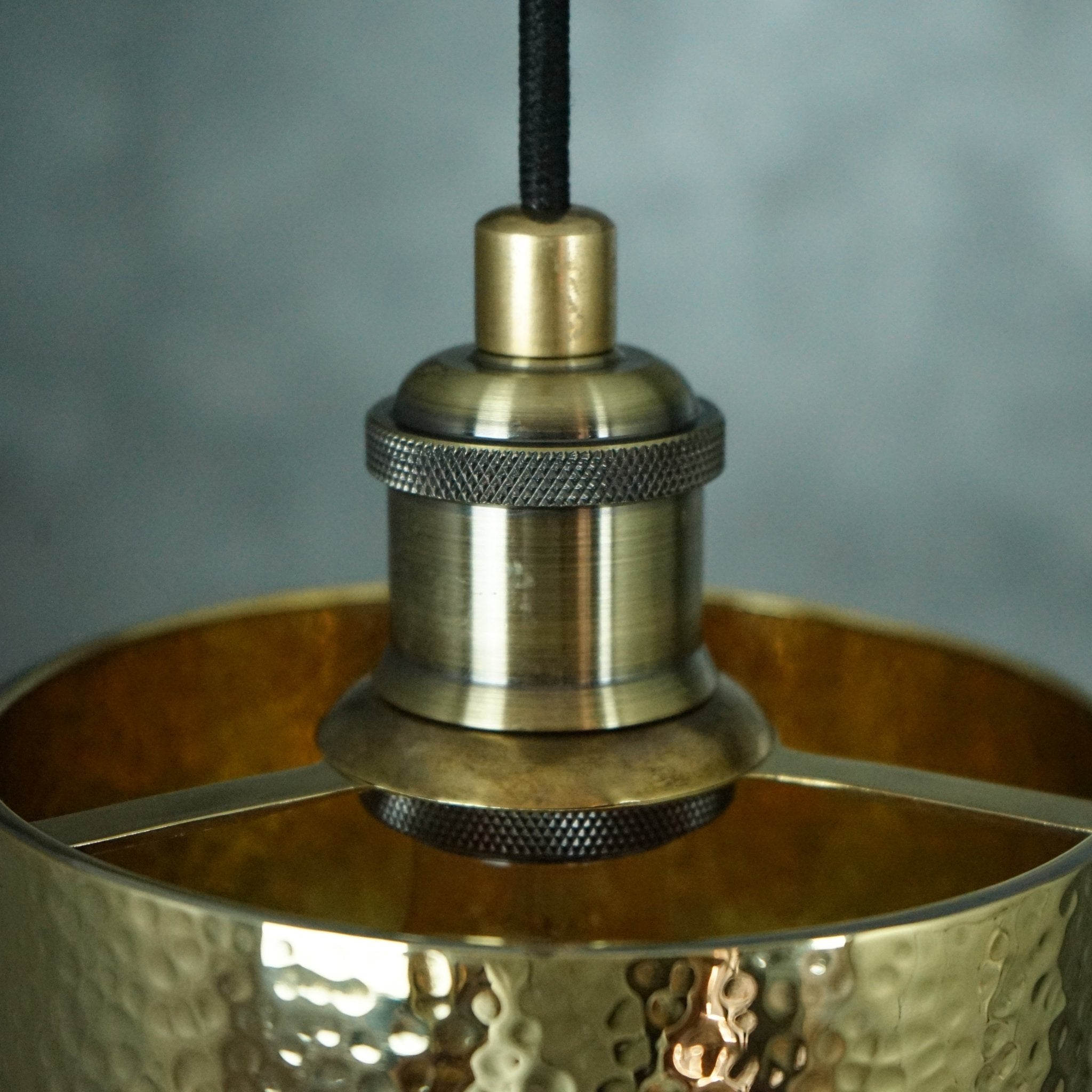 Brass Pendant Light, Hammered Brass Cylindric Pendant Light, Ceiling Light alternate view 4