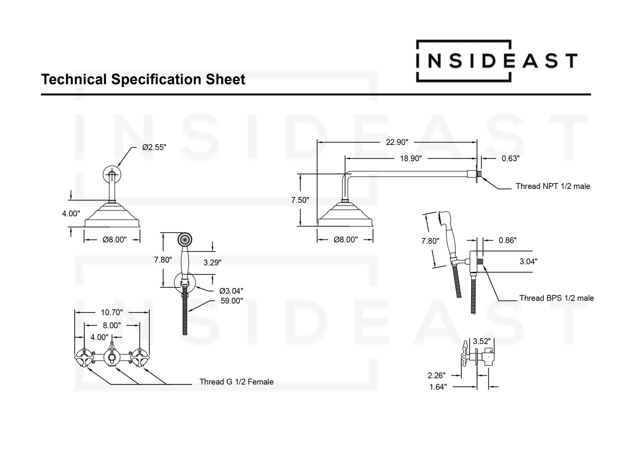 Brass Shower Fixtures – Dual Shower Head alternate view 17