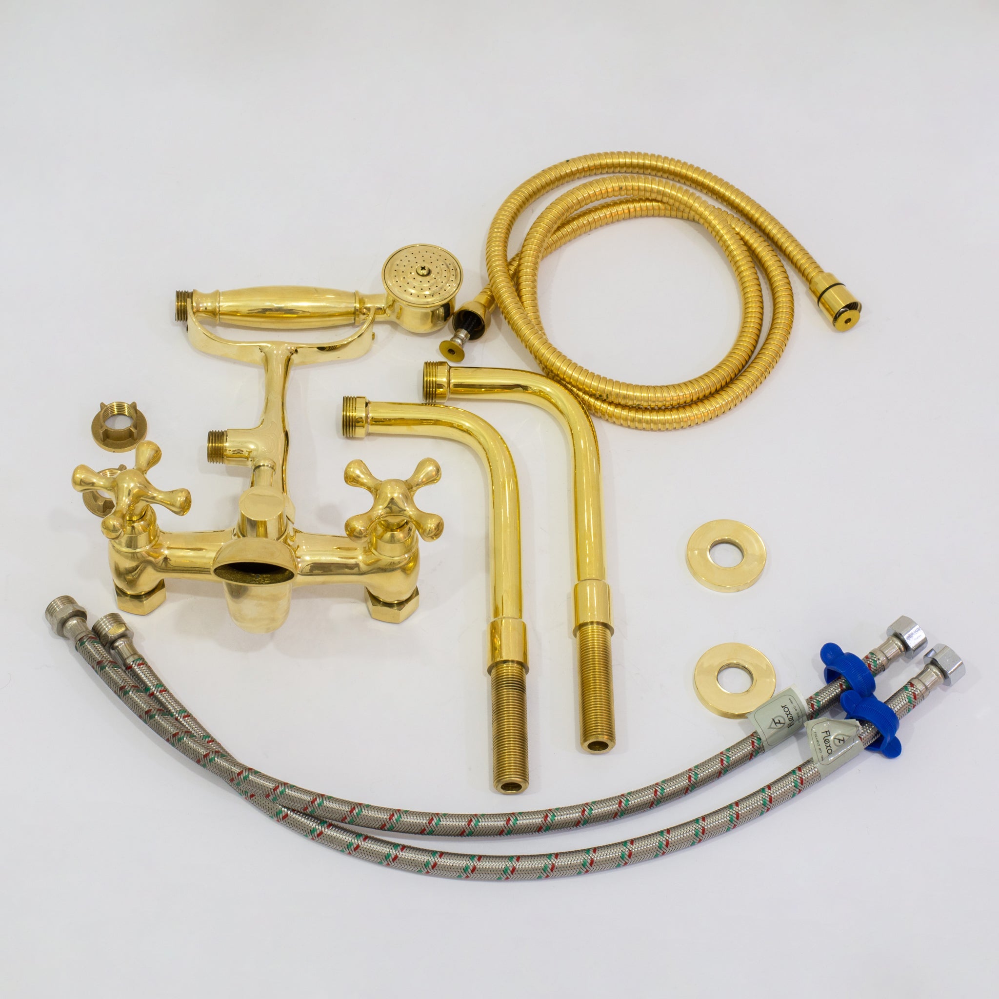 Brass Telephone Tub Filler With Handheld Shower, Deck Mount Tub Filler Handshower, Brass Tub Faucet, 3-Handle Telephone Faucet alternate view 8