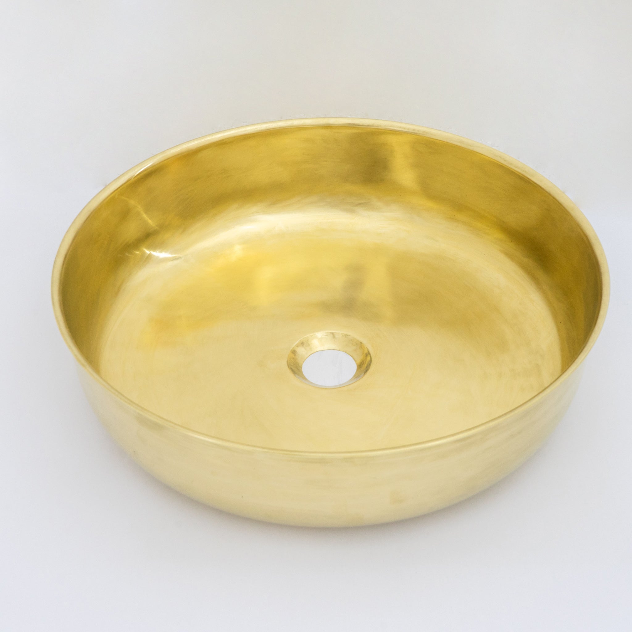 Brushed Brass Bathroom Vessel Sink, Solid Brass Powder Room Basin