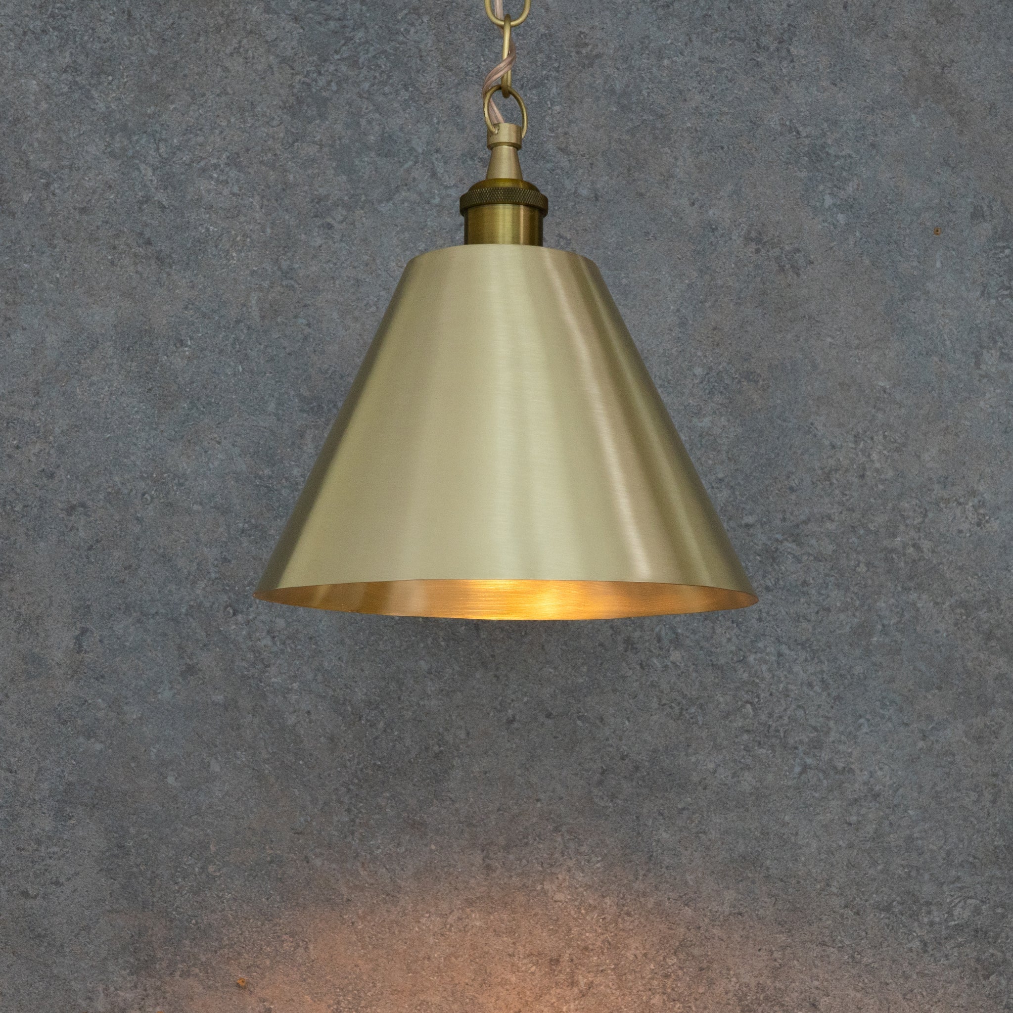 Brushed Brass Cone Pendant Light - Sleek Modern Moroccan Task Lighting alternate view 3
