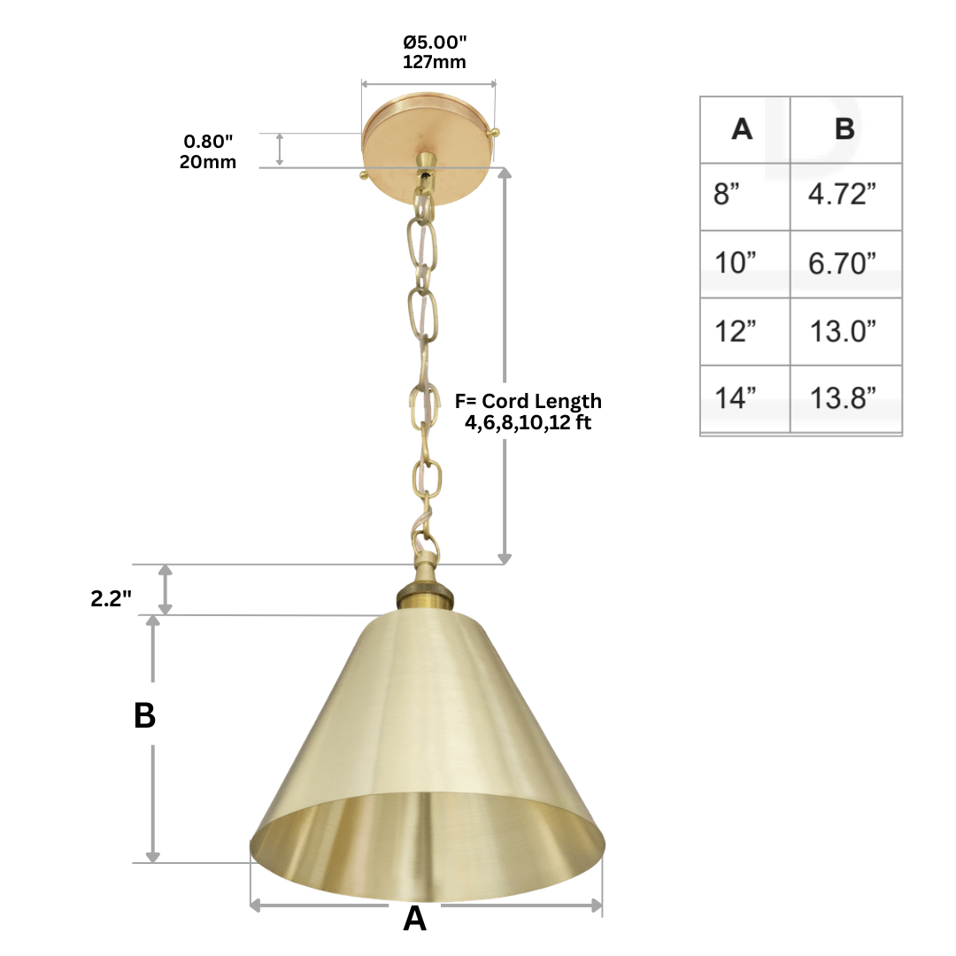 Brushed Brass Cone Pendant Light - Sleek Modern Moroccan Task Lighting alternate view 7