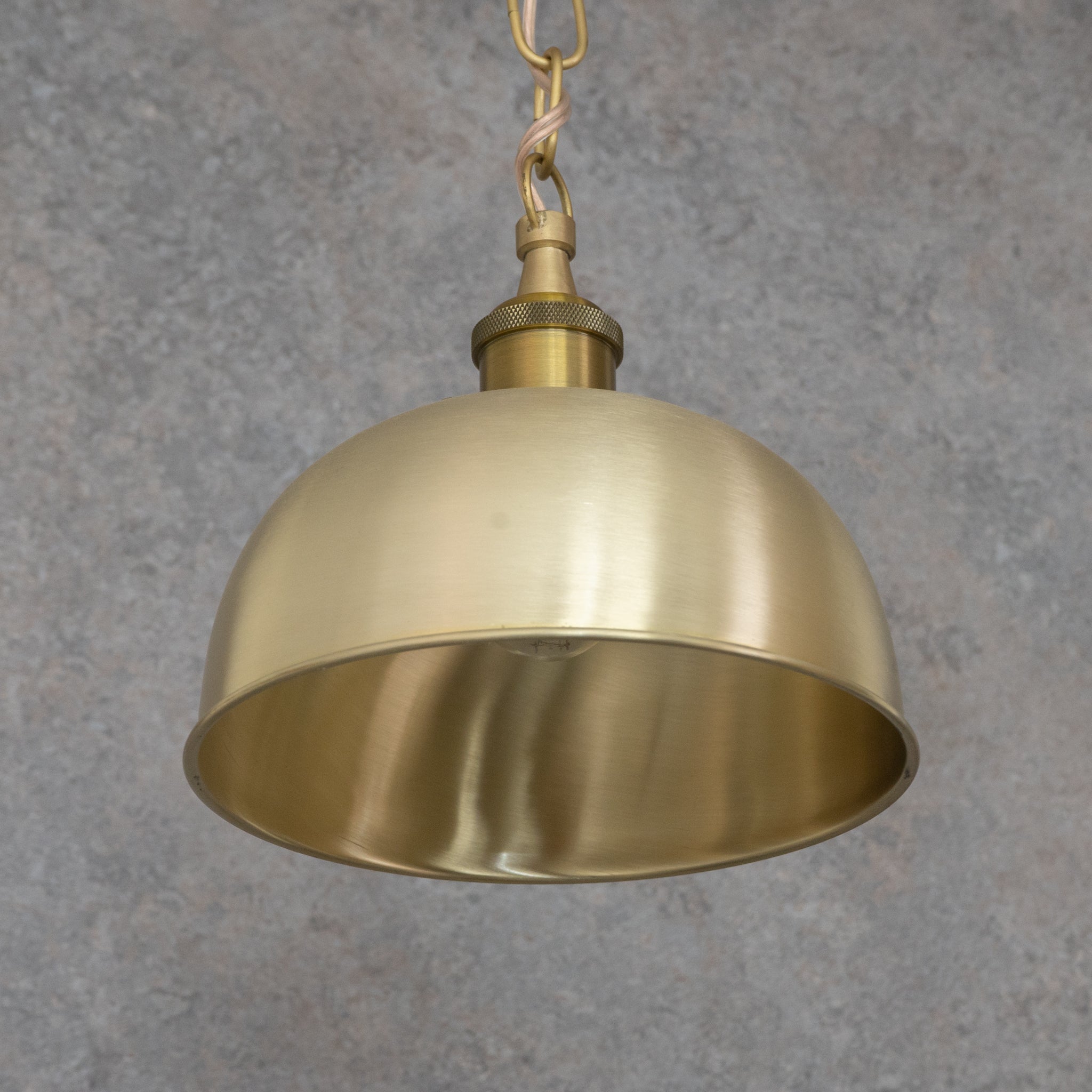 Brushed Brass Flared Dome Pendant Light - Hand-Finished Moroccan Brass Pendant alternate view 4