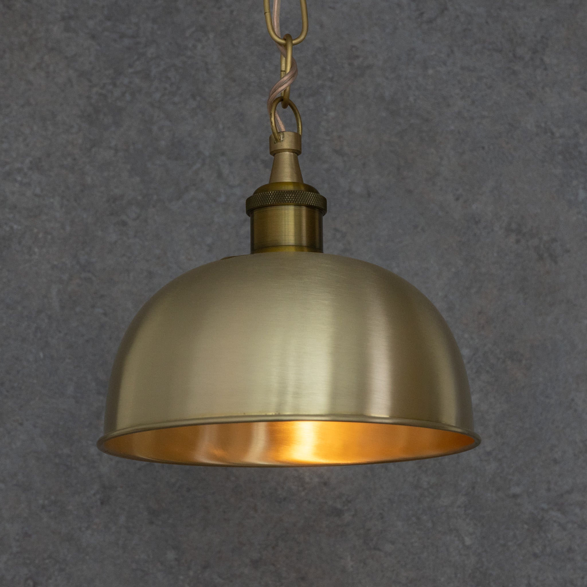 Brushed Brass Flared Dome Pendant Light - Hand-Finished Moroccan Brass Pendant alternate view 5