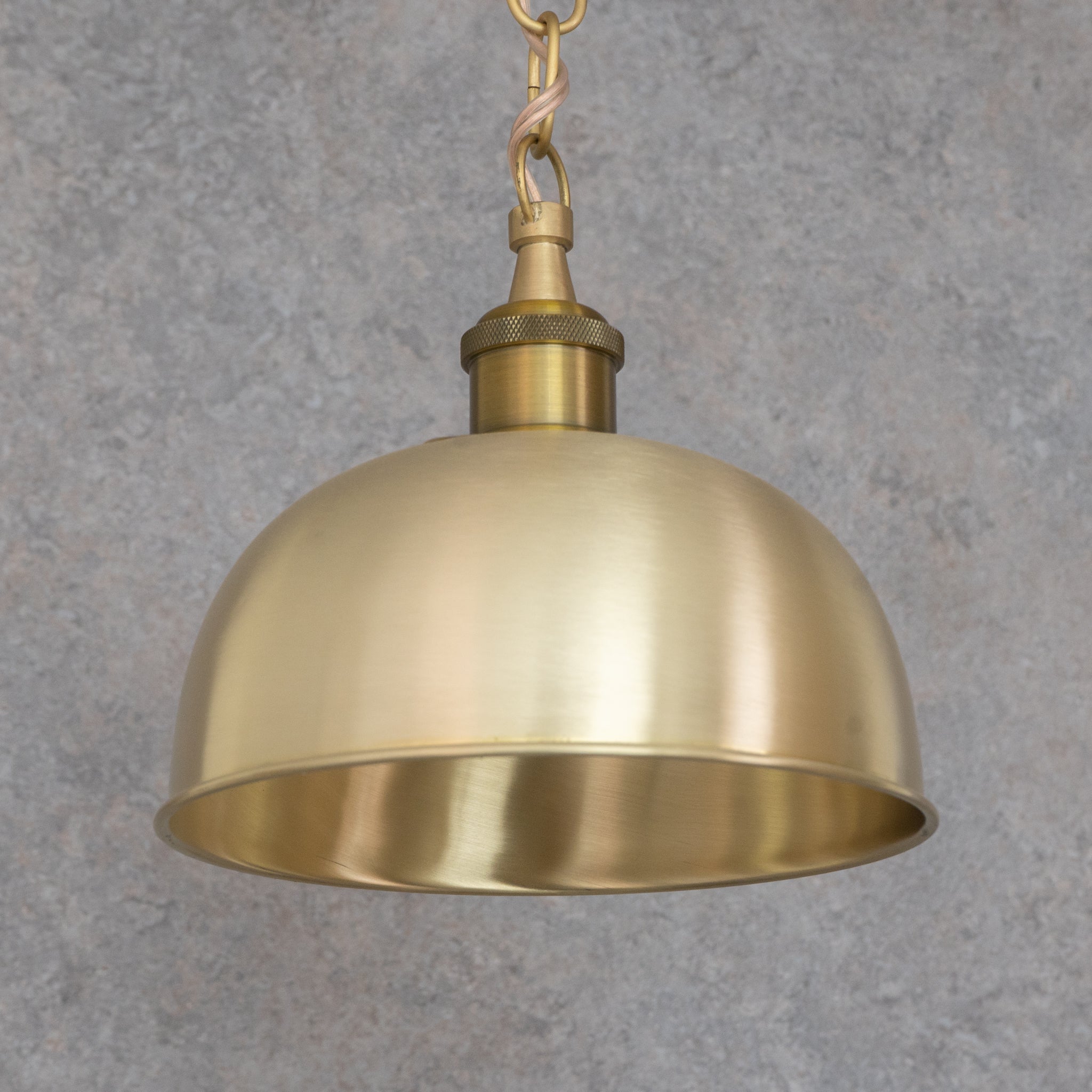 Brushed Brass Flared Dome Pendant Light - Hand-Finished Moroccan Brass Pendant