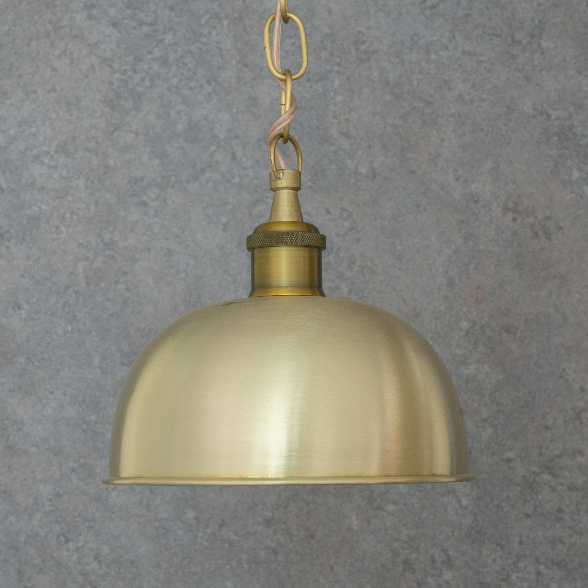 Brushed Brass Flared Dome Pendant Light - Hand-Finished Moroccan Brass Pendant alternate view 3
