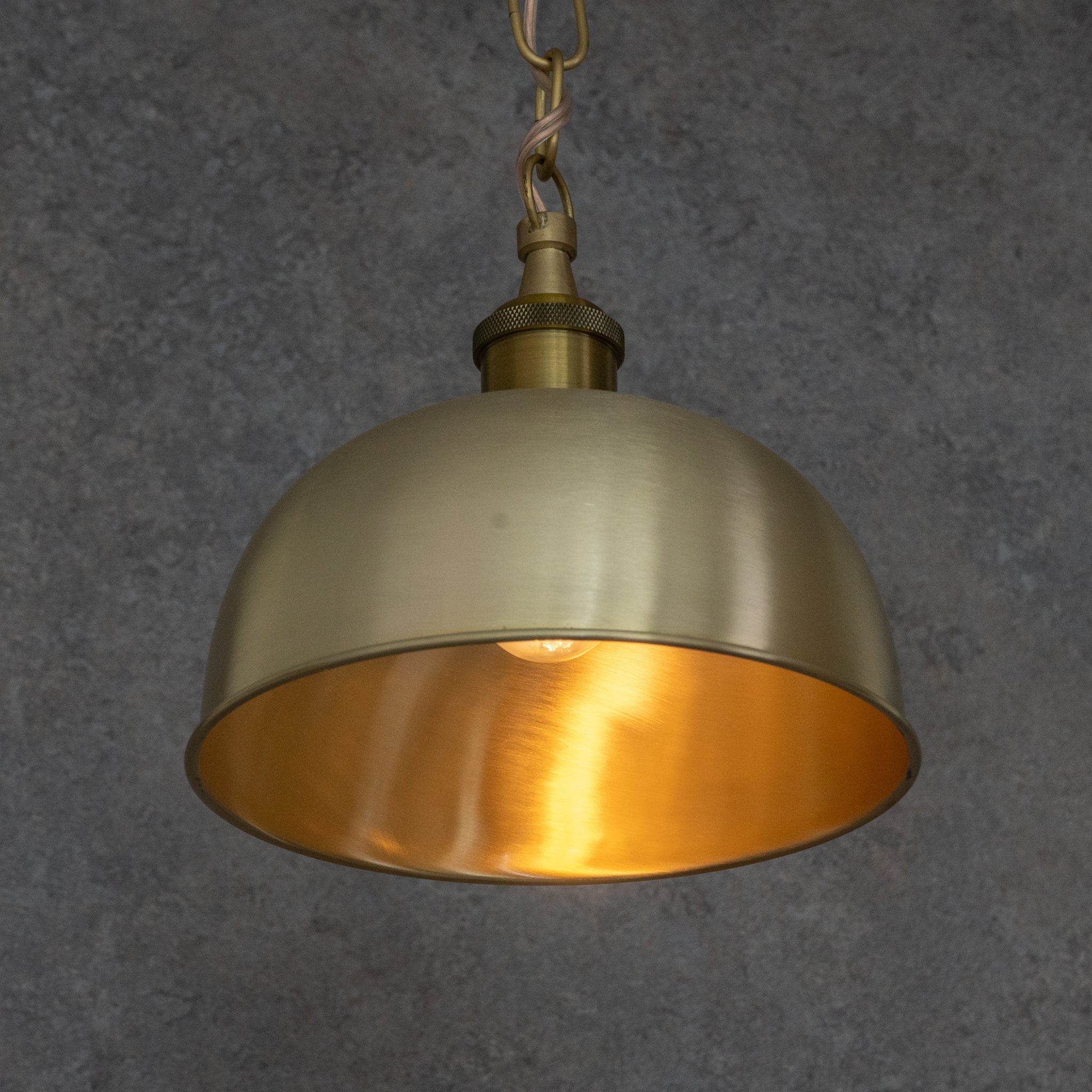 Brushed Brass Flared Dome Pendant Light - Hand-Finished Moroccan Brass Pendant alternate view 6