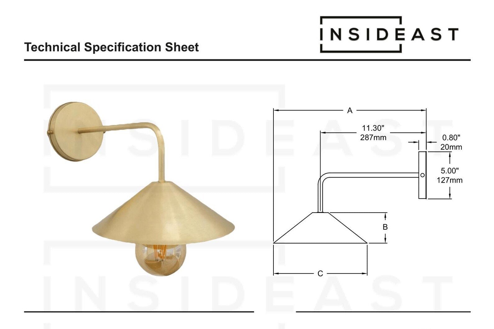 Brushed Brass Wall-Mounted Lamp, Entryway Wall Sconce Light alternate view 8