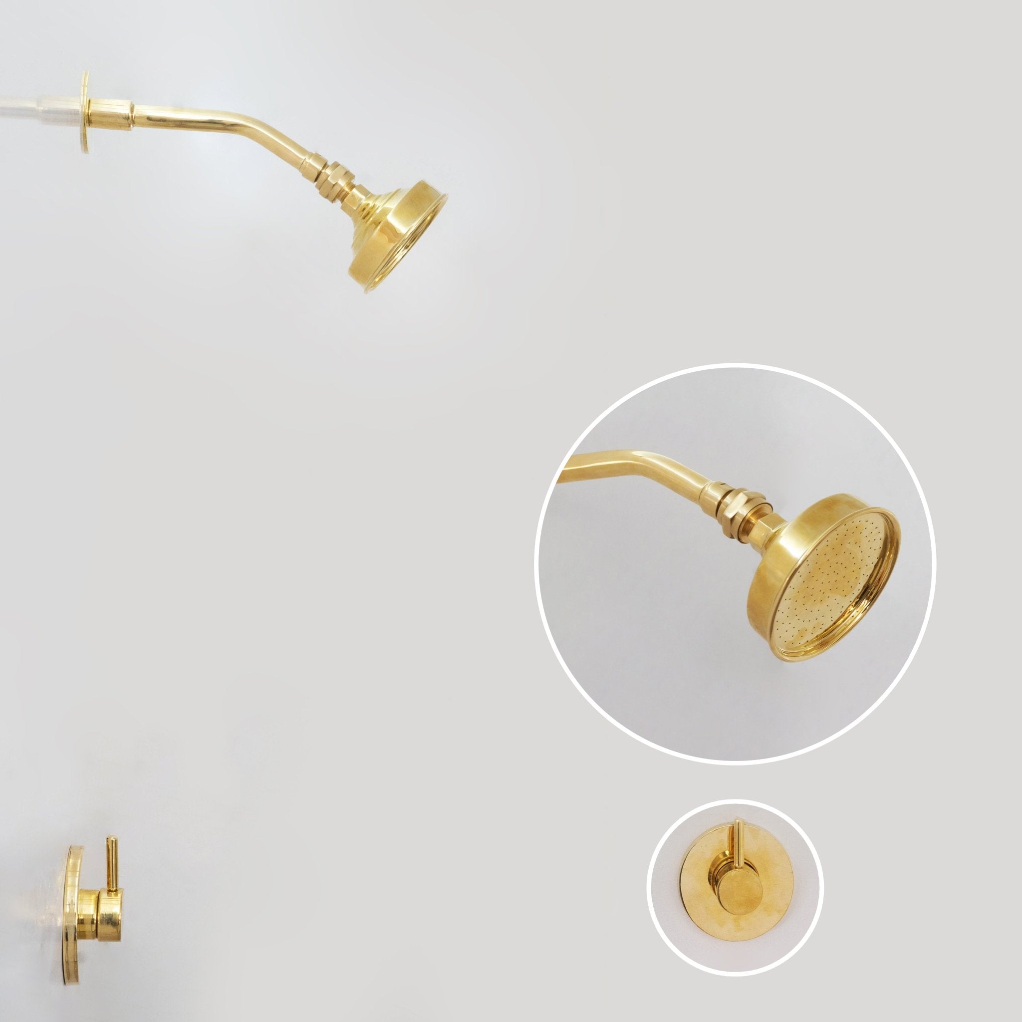 Built-in Solid Brass Shower, Unlacquered Brass Swiveling Showerhead, Rainfall Shower alternate view 3