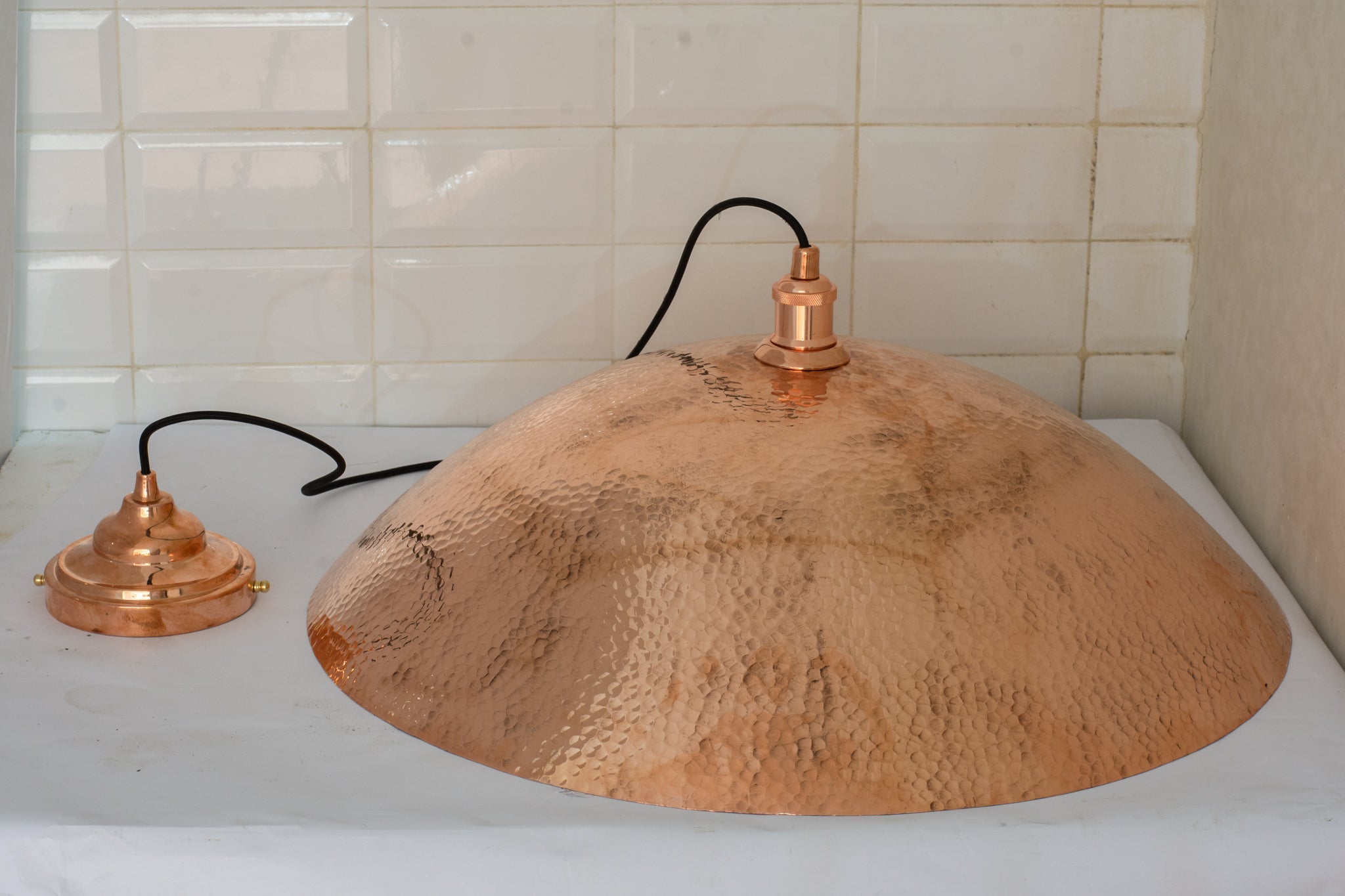 Copper Light Fixture, Hammered Solid Copper Dome Pendant Light, Ceiling Light alternate view 7