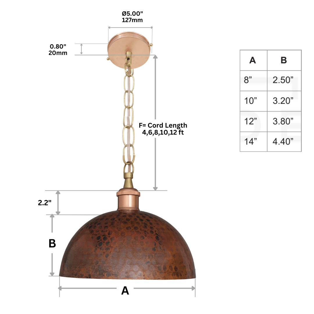 Copper Smooth Hammered Dome Pendant Light : The Warmth of Marrakesh alternate view 9