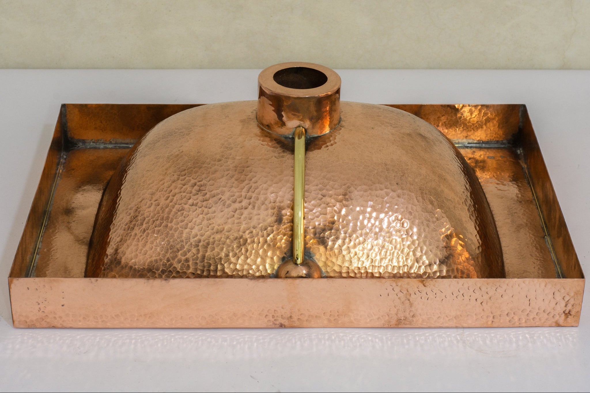 Customizable Raised Profile Bathroom Copper Sink, Hammered Copper Rectangular Sink, Vanity Sink Copper alternate view 2