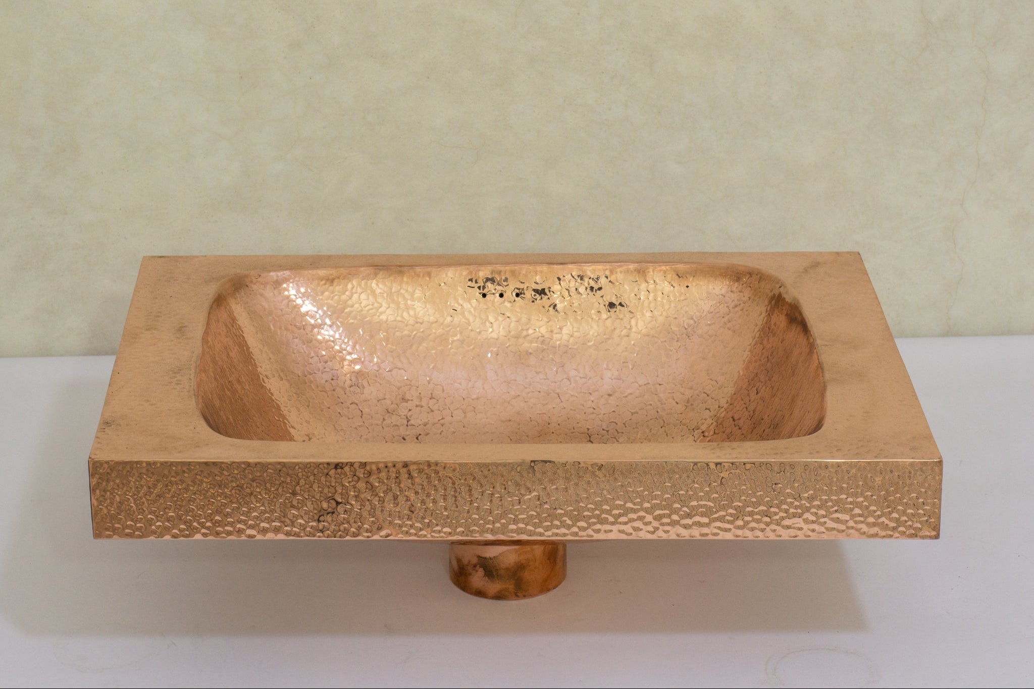 Customizable Raised Profile Bathroom Copper Sink, Hammered Copper Rectangular Sink, Vanity Sink Copper alternate view 4