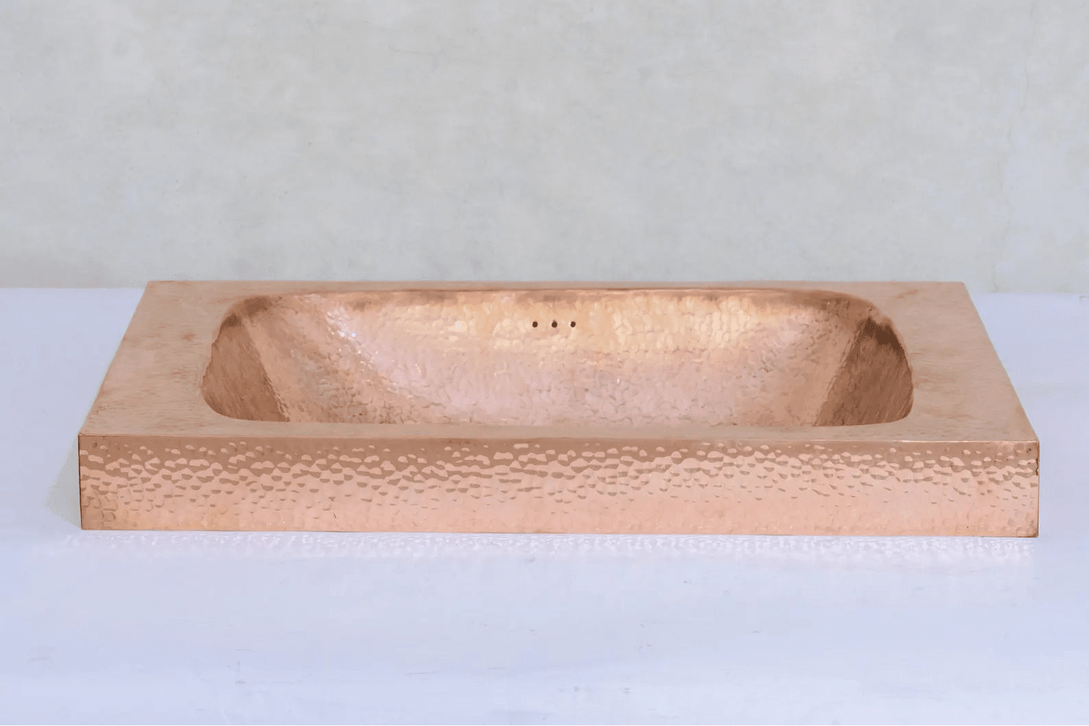 Customizable Raised Profile Bathroom Copper Sink, Hammered Copper Rectangular Sink, Vanity Sink Copper alternate view 5