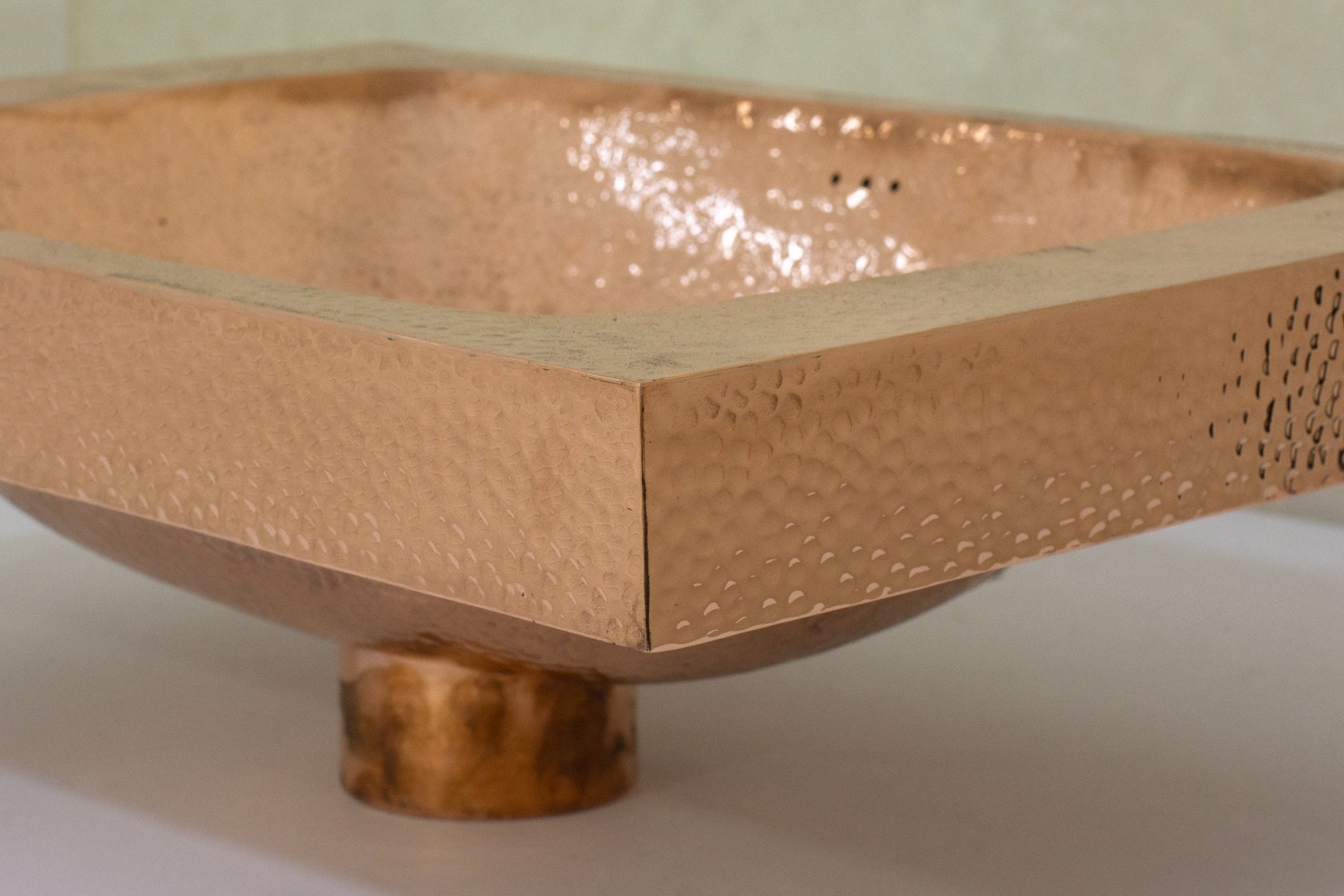Customizable Raised Profile Bathroom Copper Sink, Hammered Copper Rectangular Sink, Vanity Sink Copper alternate view 3