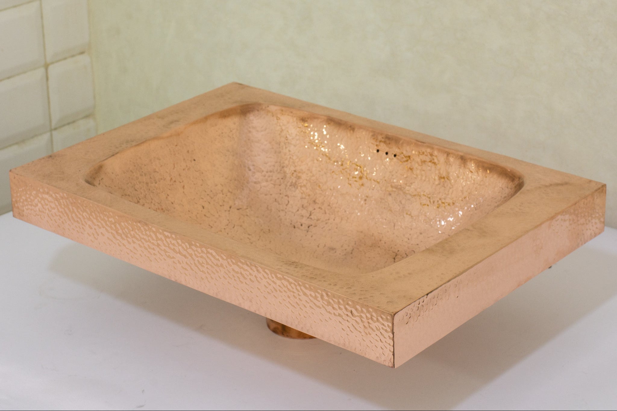 Customizable Raised Profile Bathroom Copper Sink, Hammered Copper Rectangular Sink, Vanity Sink Copper alternate view 7
