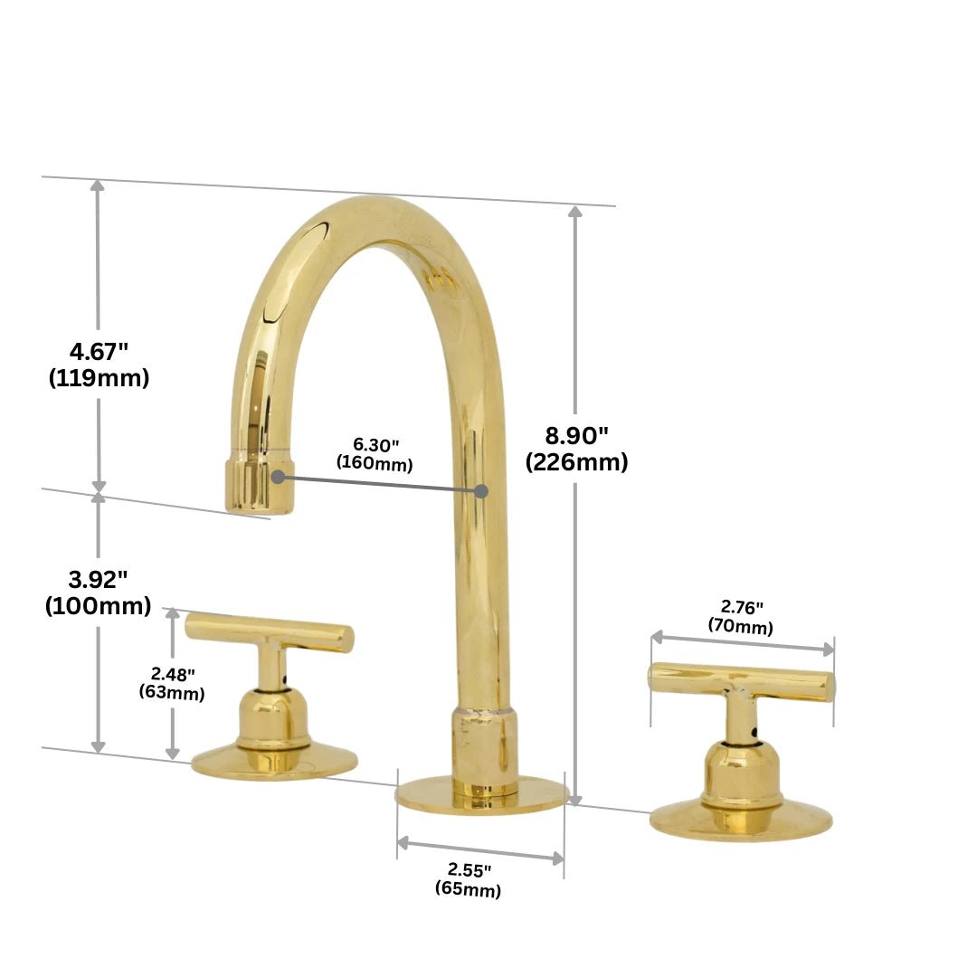 Deck Mounted Unlacquered Brass Faucet, Vanity Sink Faucet, Antique Brass Bathroom Faucet alternate view 17