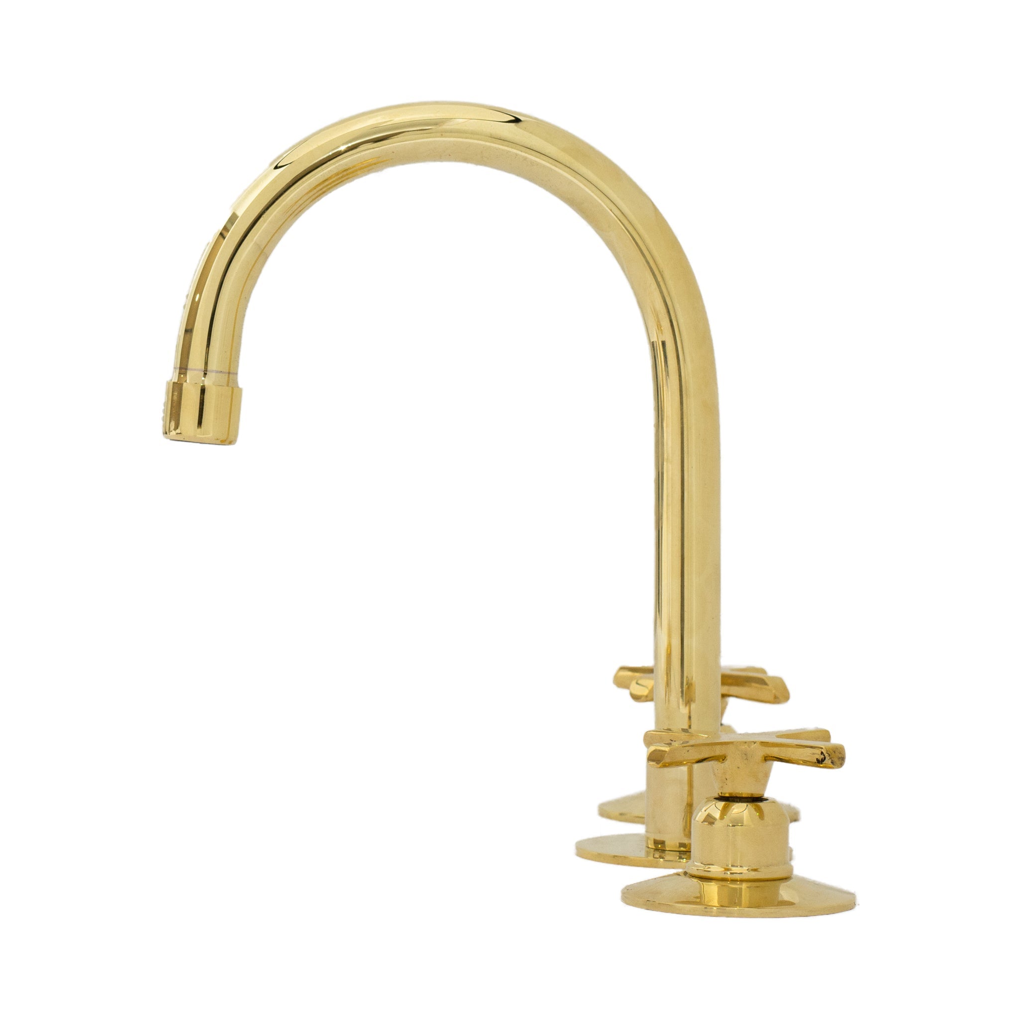 Deck Mounted Unlacquered Brass Faucet, Vanity Sink Faucet, Antique Brass Bathroom Faucet alternate view 5