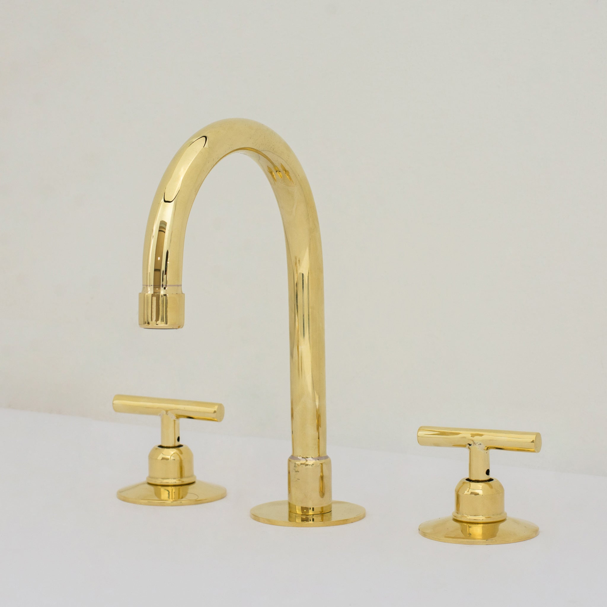 Deck Mounted Unlacquered Brass Faucet, Vanity Sink Faucet, Antique Brass Bathroom Faucet alternate view 12