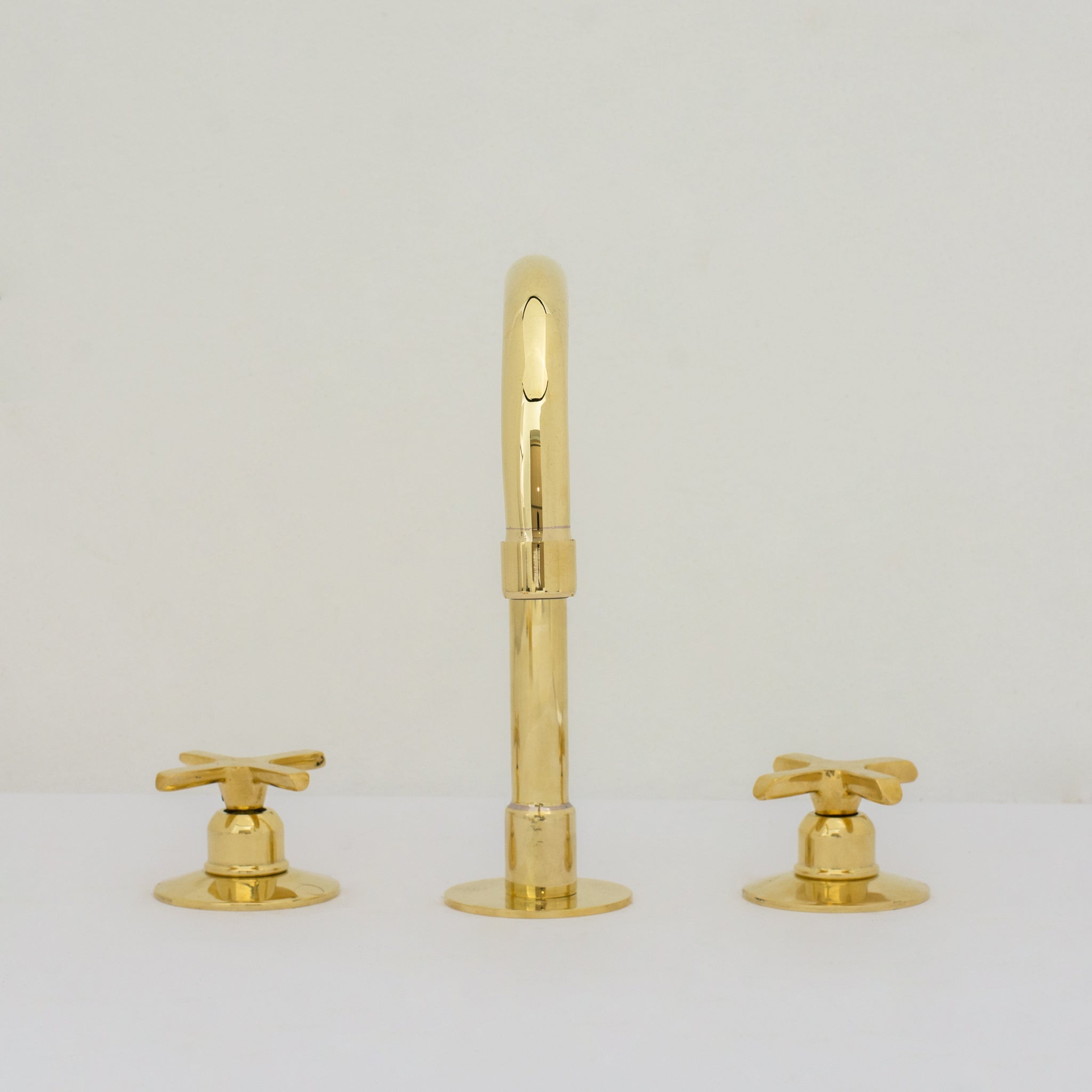 Deck Mounted Unlacquered Brass Faucet, Vanity Sink Faucet, Antique Brass Bathroom Faucet alternate view 7