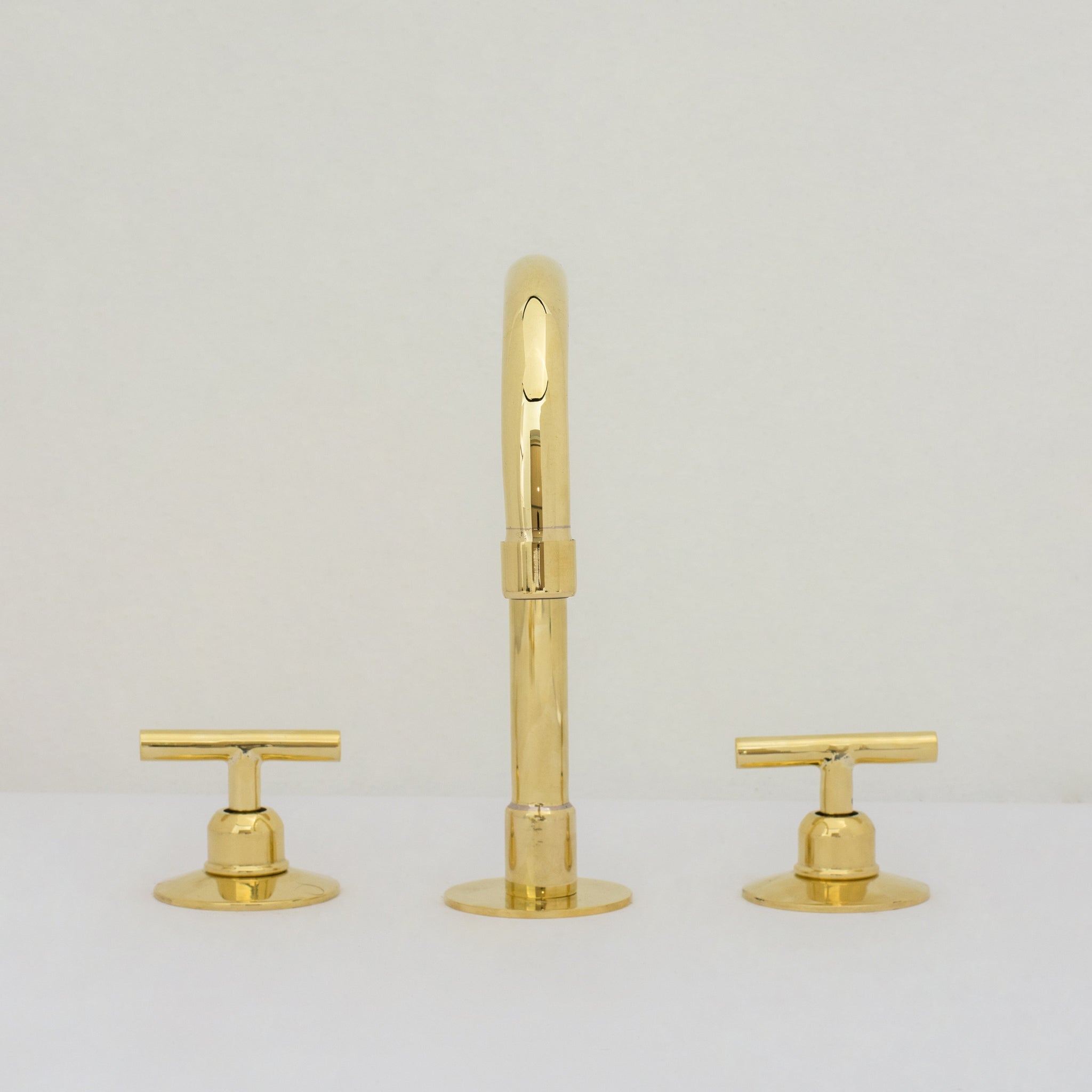 Deck Mounted Unlacquered Brass Faucet, Vanity Sink Faucet, Antique Brass Bathroom Faucet alternate view 9