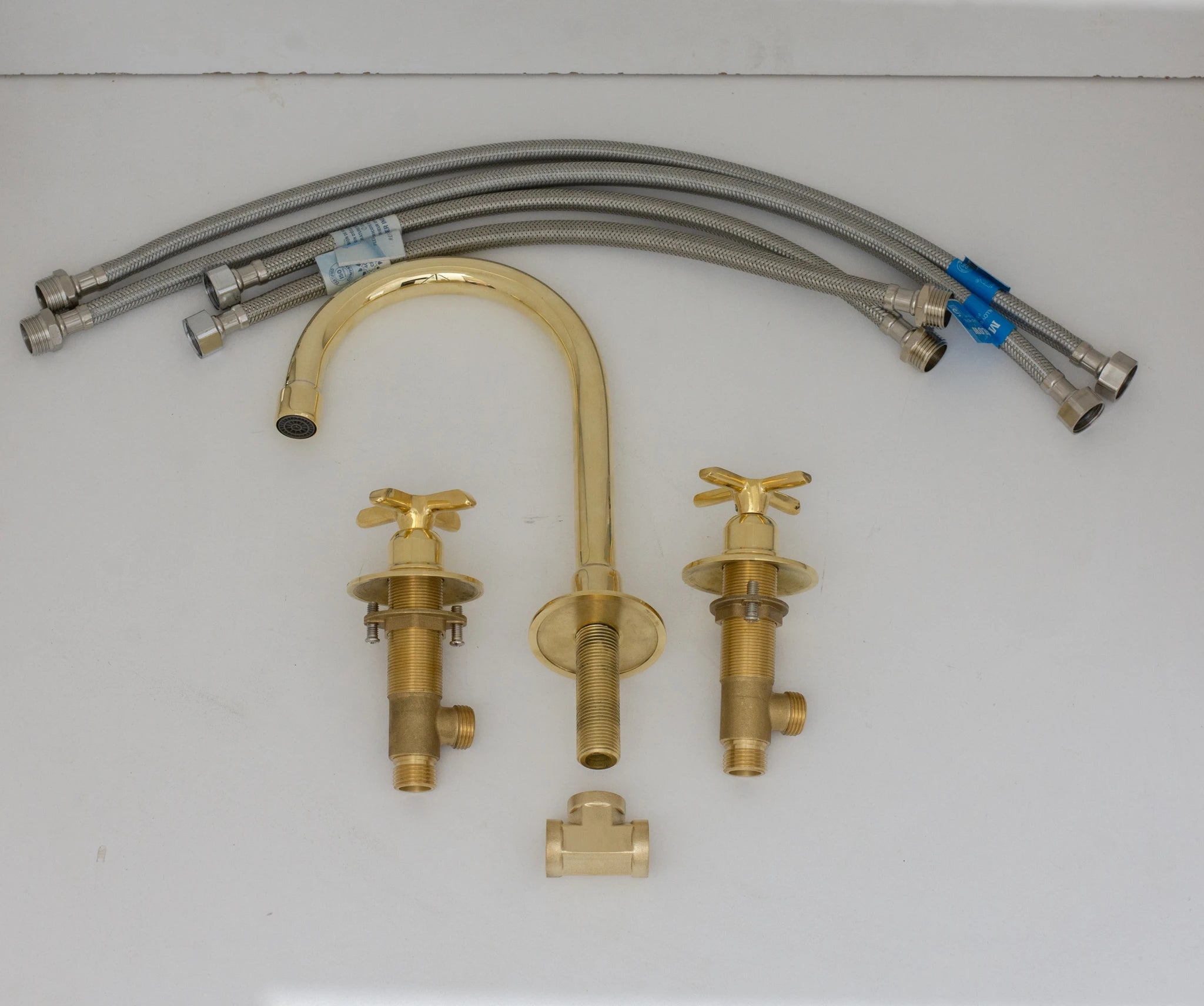 Deck Mounted Unlacquered Brass Faucet, Vanity Sink Faucet, Antique Brass Bathroom Faucet alternate view 27