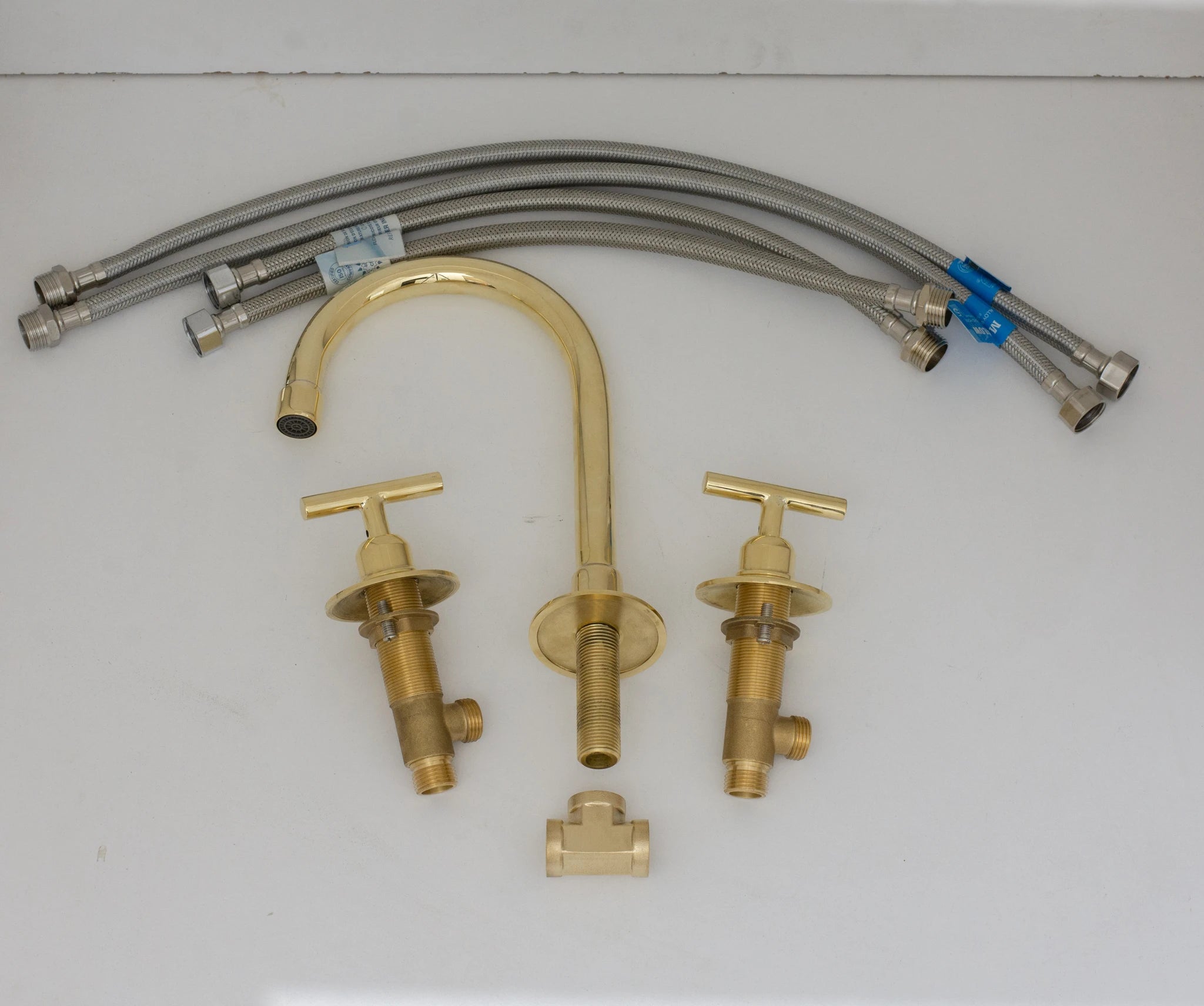 Deck Mounted Unlacquered Brass Faucet, Vanity Sink Faucet, Antique Brass Bathroom Faucet alternate view 25