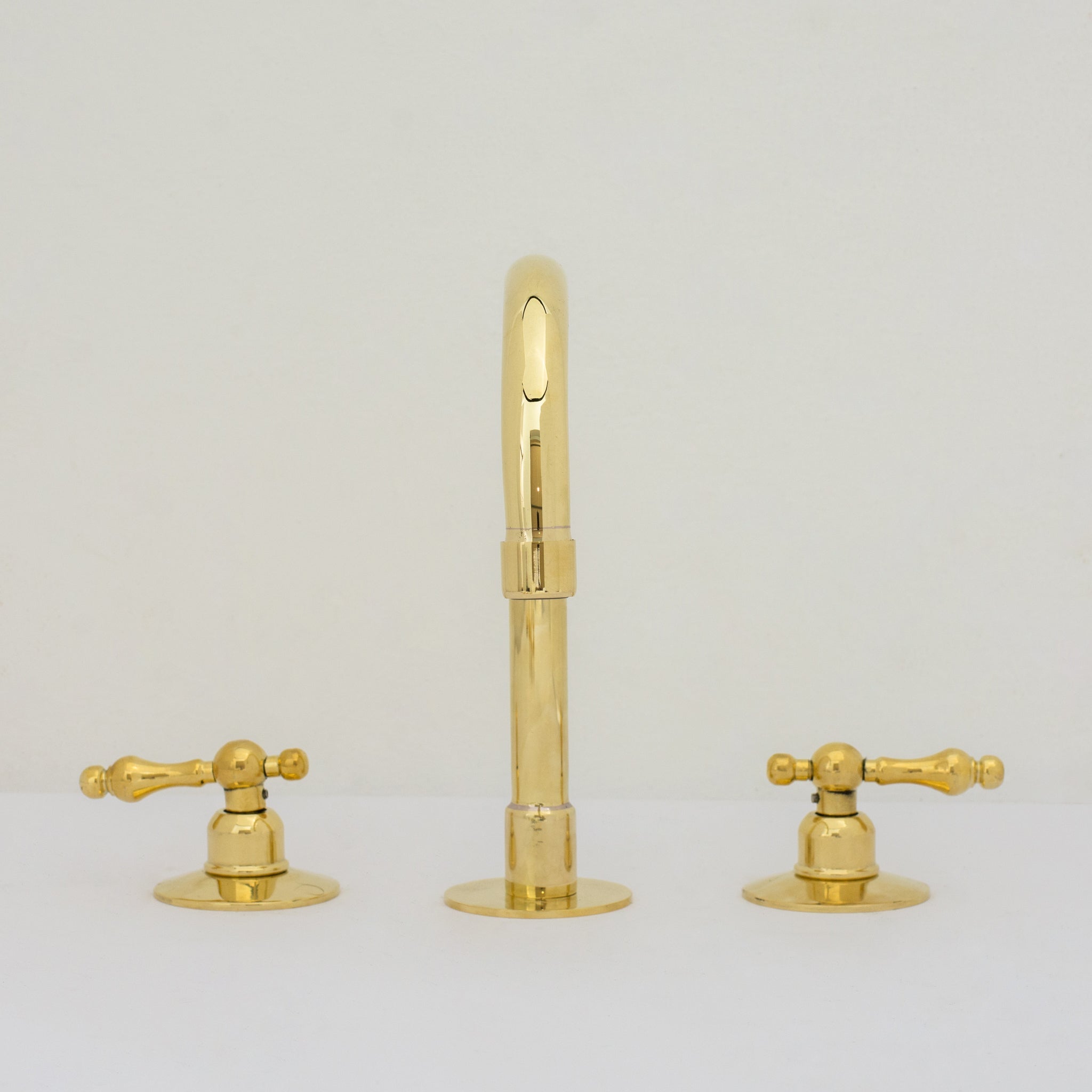 Deck Mounted Unlacquered Brass Faucet, Vanity Sink Faucet, Antique Brass Bathroom Faucet alternate view 8