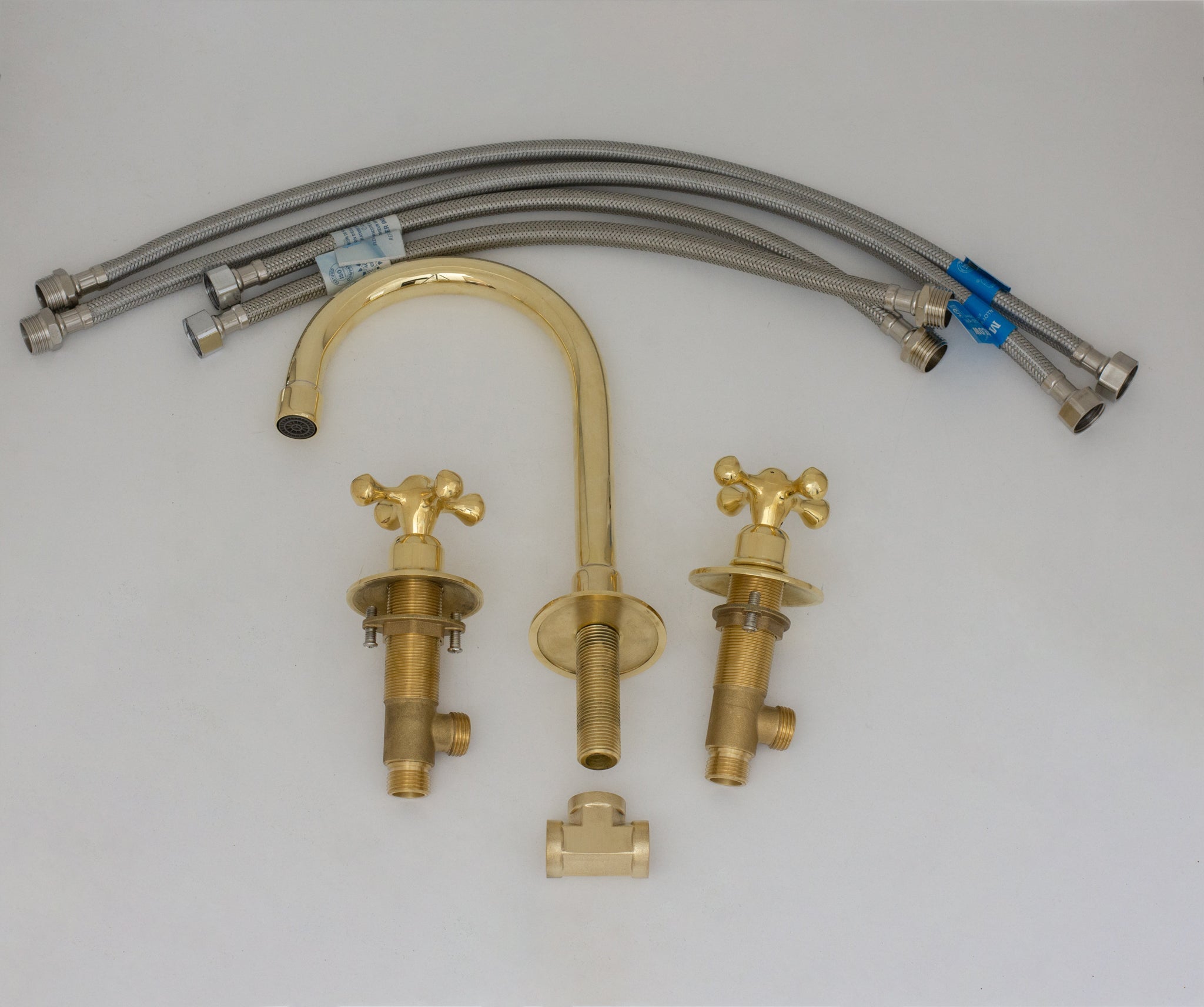 Deck Mounted Unlacquered Brass Faucet, Vanity Sink Faucet, Antique Brass Bathroom Faucet alternate view 26