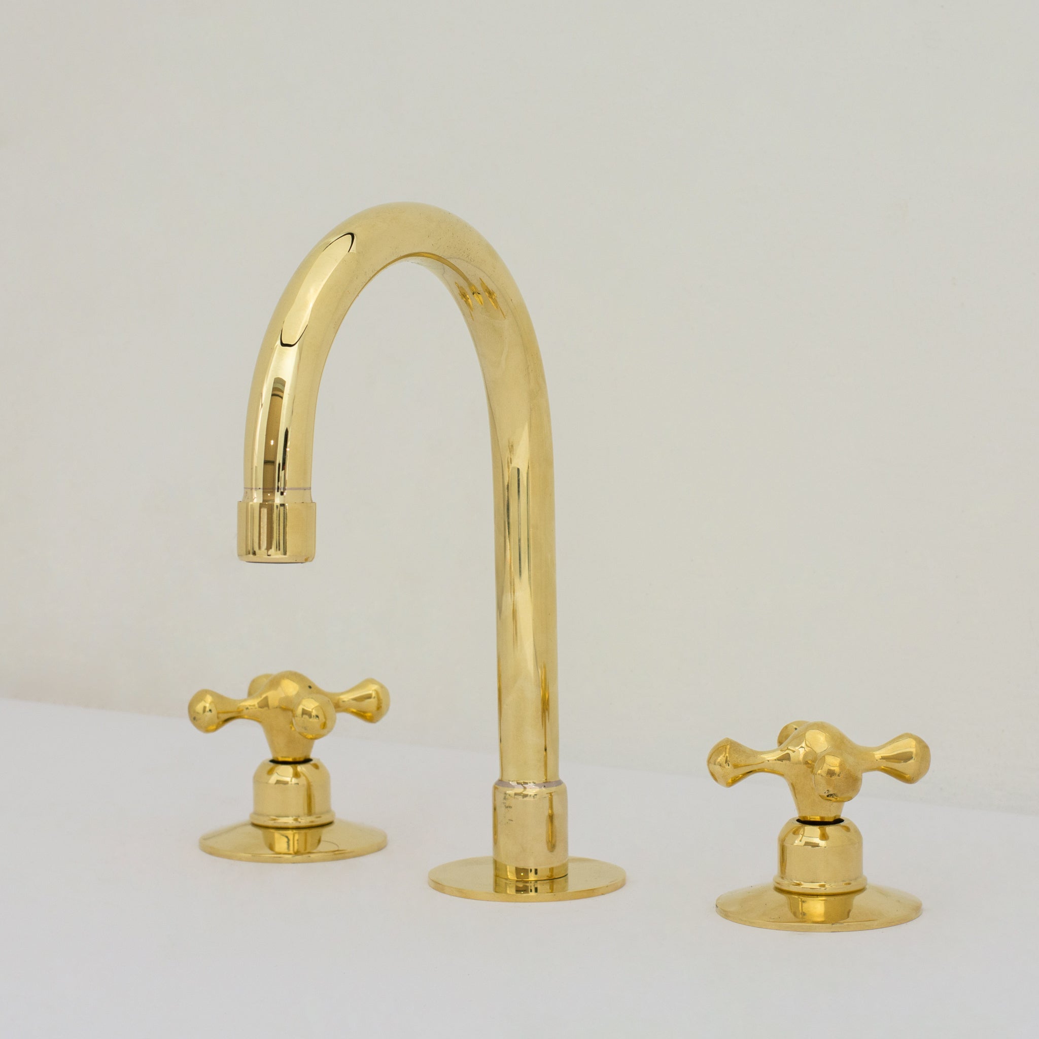 Deck Mounted Unlacquered Brass Faucet, Vanity Sink Faucet, Antique Brass Bathroom Faucet alternate view 11