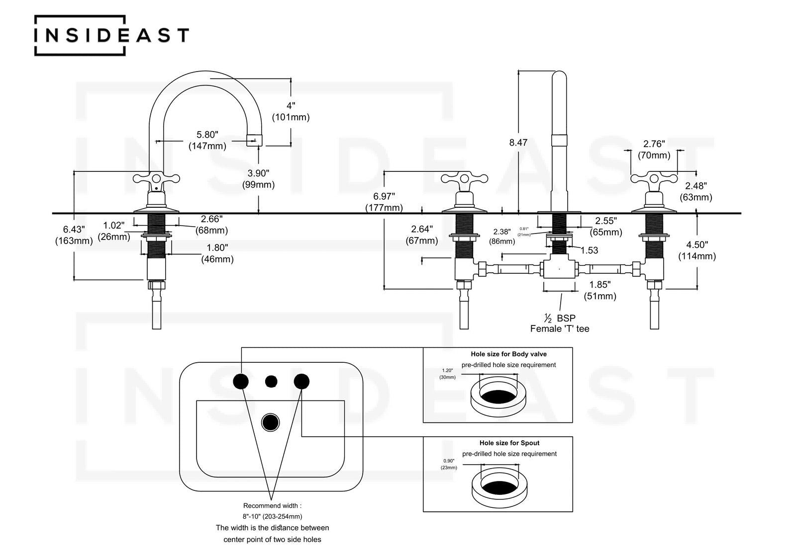 Deck Mounted Unlacquered Brass Faucet, Vanity Sink Faucet, Antique Brass Bathroom Faucet alternate view 24