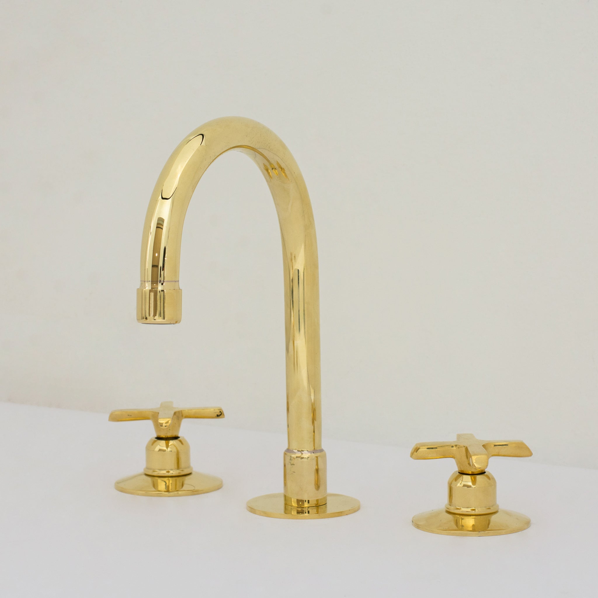 Deck Mounted Unlacquered Brass Faucet, Vanity Sink Faucet, Antique Brass Bathroom Faucet alternate view 10