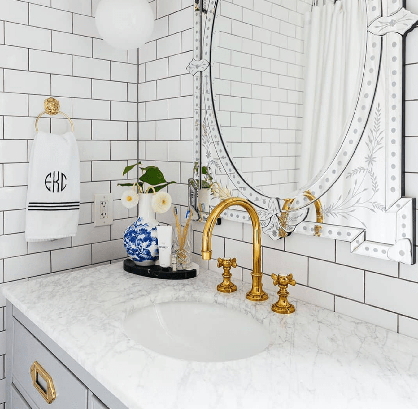 Deck Mounted Unlacquered Brass Faucet, Vanity Sink Faucet, Antique Brass Bathroom Faucet alternate view 4