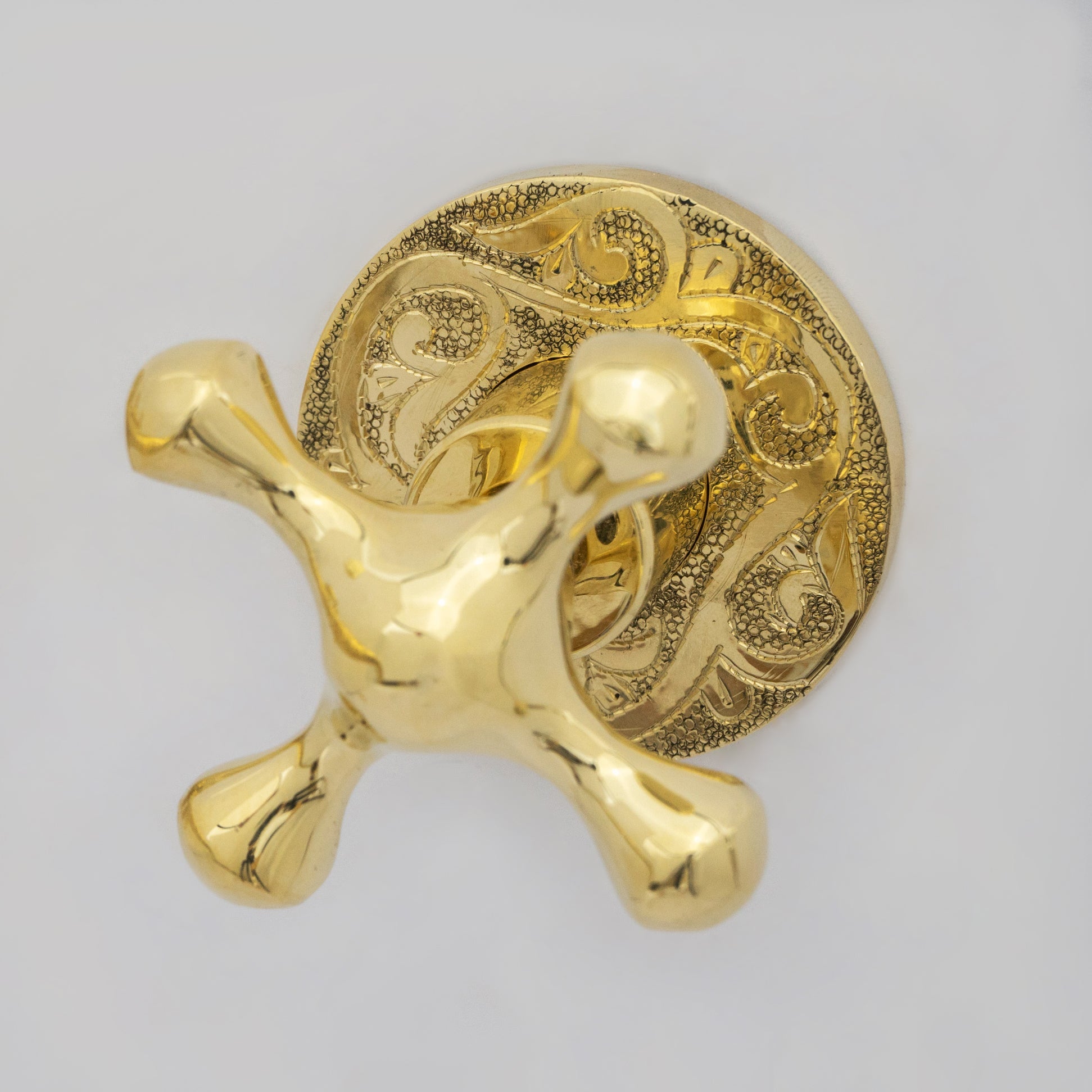 Engraved Solid Brass Built-in Faucet, Unlacquered Bathroom Sink Faucet alternate view 14