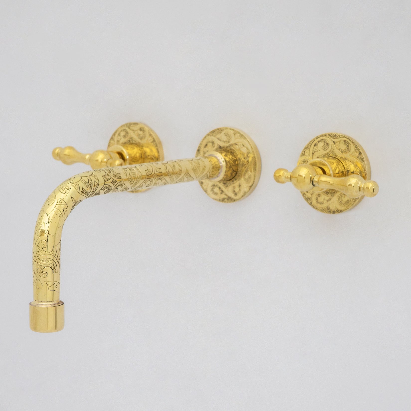 Engraved Solid Brass Built-in Faucet, Unlacquered Bathroom Sink Faucet alternate view 8