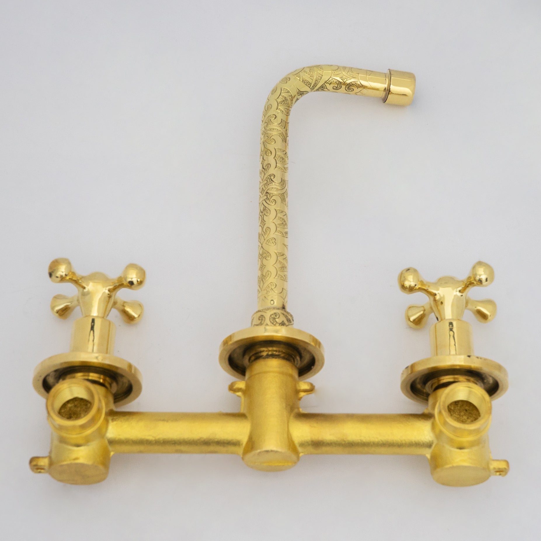 Engraved Solid Brass Built-in Faucet, Unlacquered Bathroom Sink Faucet alternate view 10